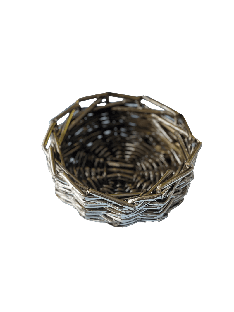 Contemporary Baskets - Mini Woven Metal-Plated Collection — detail view