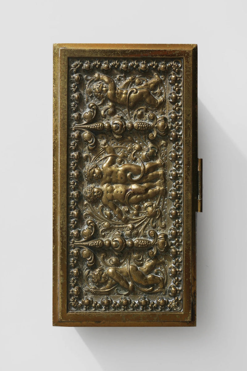 Brass Cherub Jewelry Box — detail view