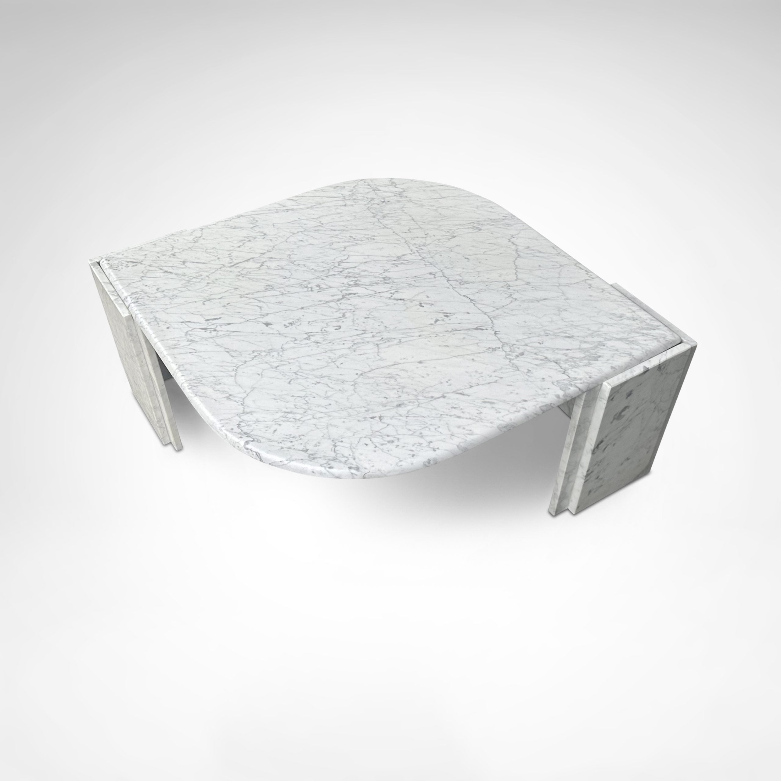 Carrara Marble Teardrop Coffee Table Germany 1980s — top view of marble surface