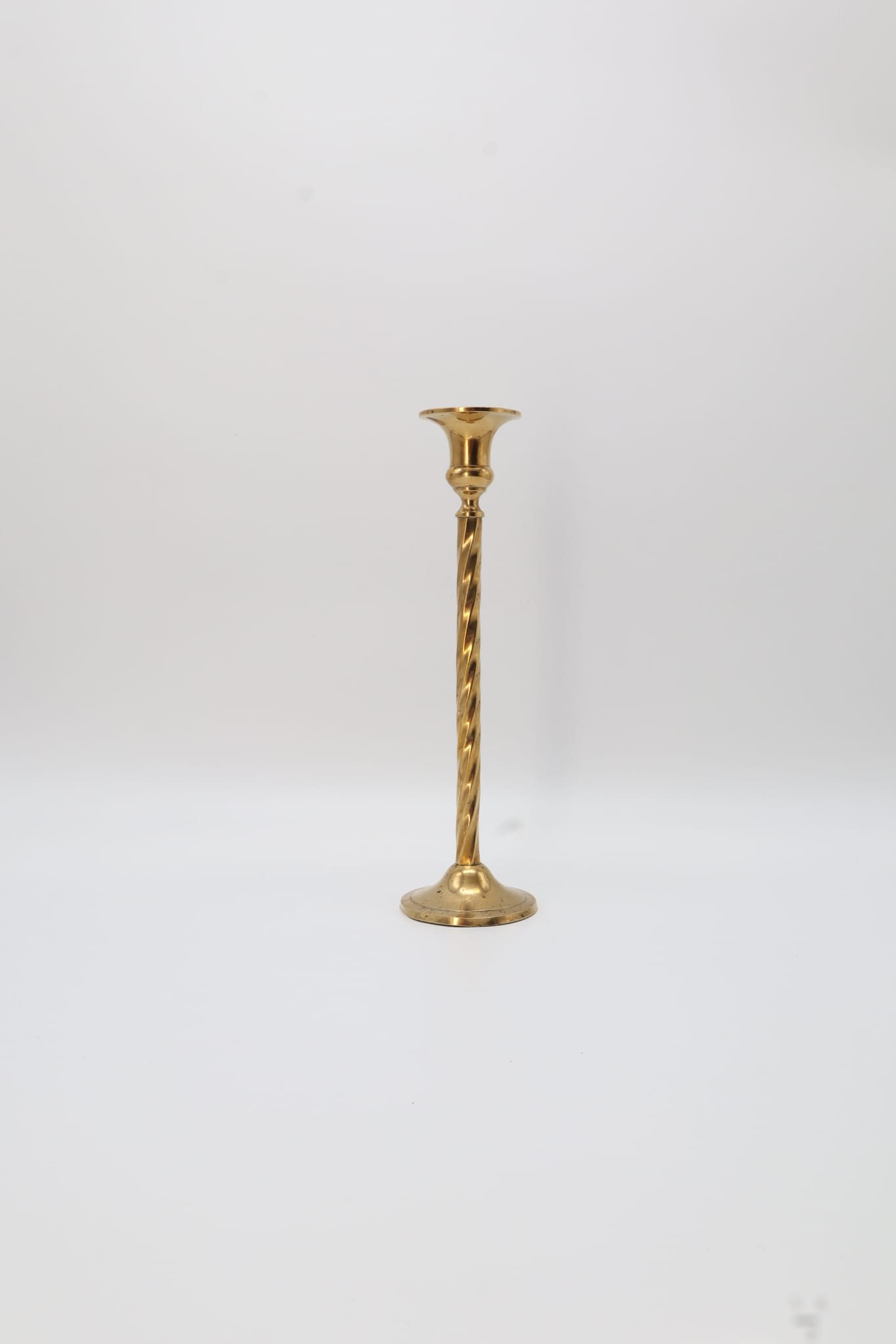 Barley Twist Brass Candlestick – United Kingdom, 1970s–1980s — detail view