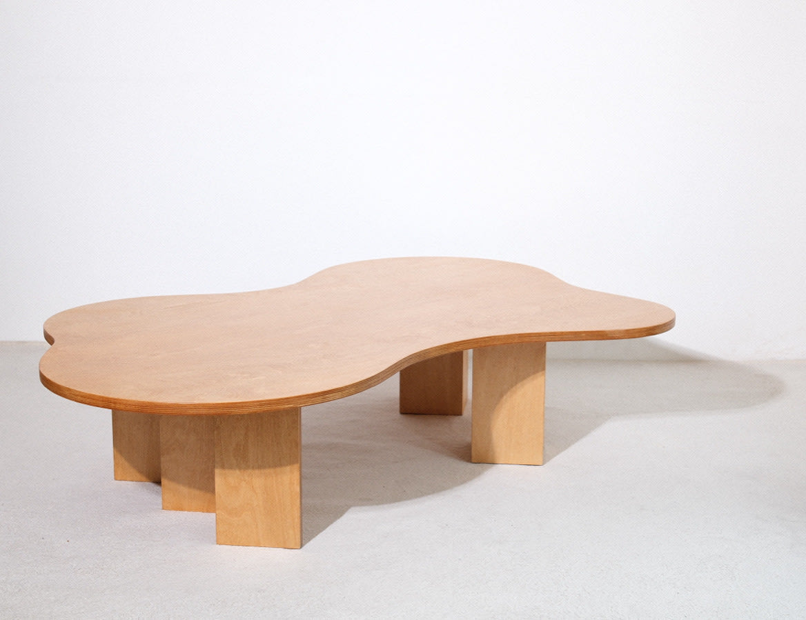 Spill Table - Oak Black by Goons — back view showing curved wooden top