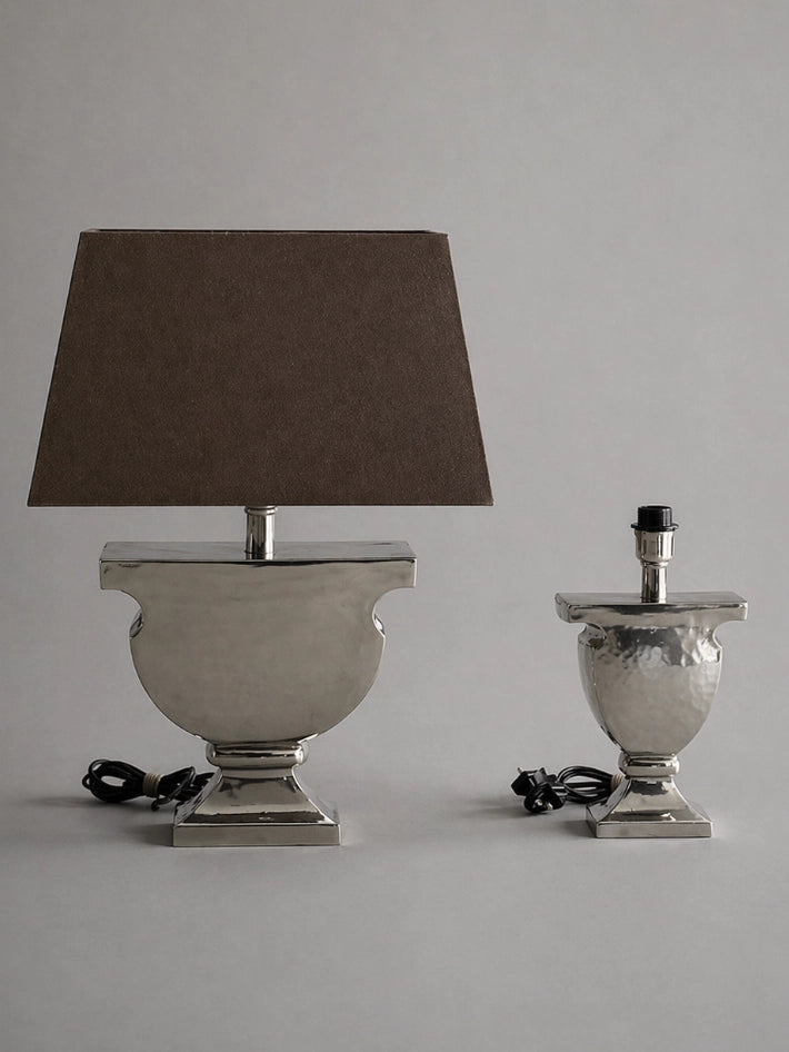 1990s Dutch Table Lamp in Cast Aluminum and Fabric — lifestyle setting