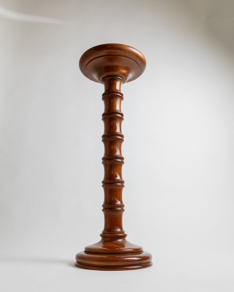 Wooden stand, Italy 1960s — close-up of turned wooden column