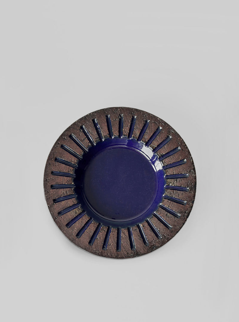 Ingegärd Burmeister Decorative Ceramic Plate by Vintage Stories | The Oblist — handcrafted dark blue ceramic