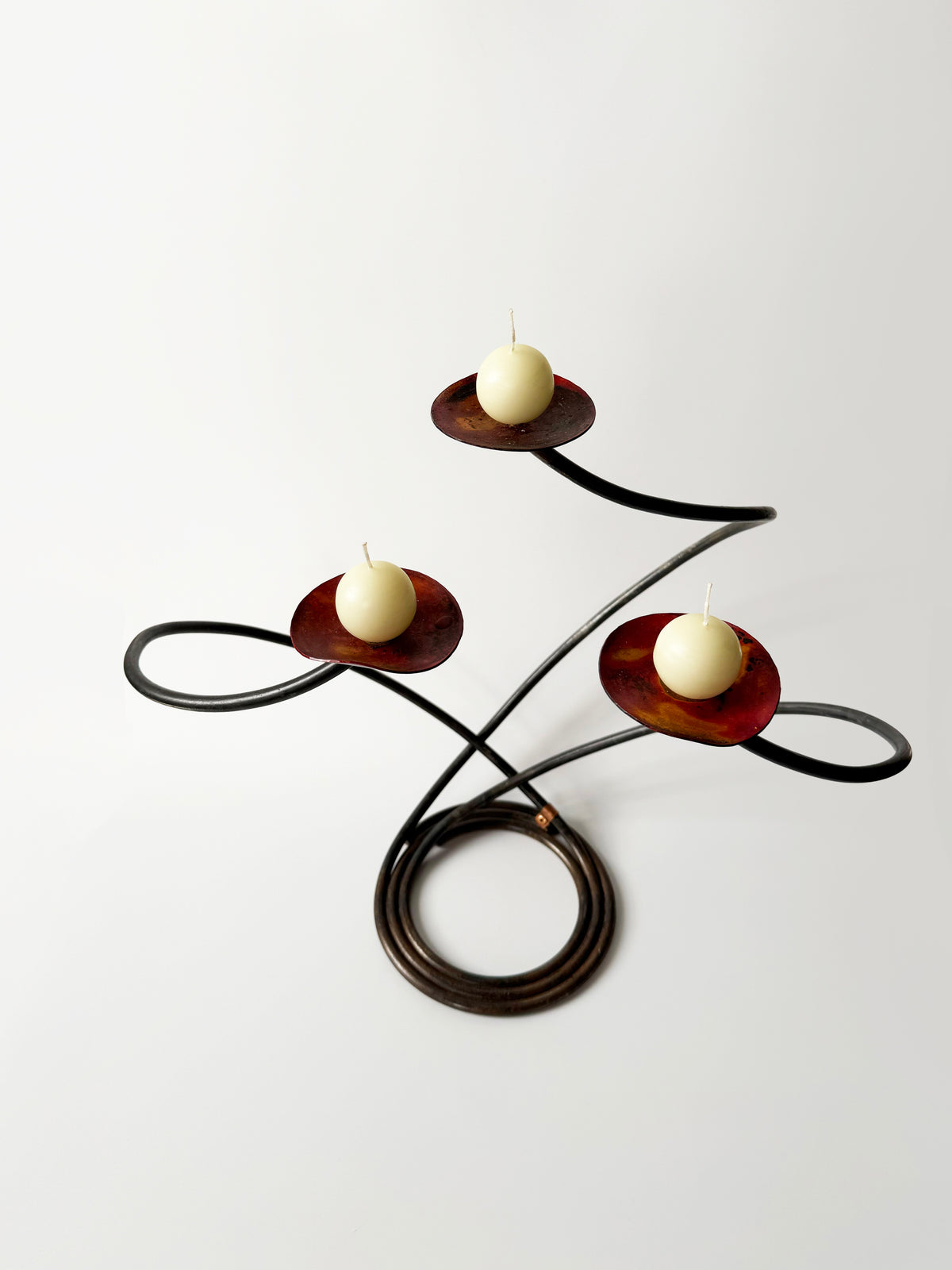 Artist Signed Three Candle Candelabra — detail view