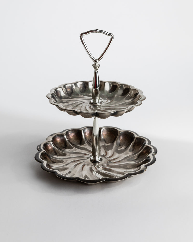 Vintage 1950s Silver Plated Étagère by Bottega Jacobs | The Oblist — silver metal, three levels