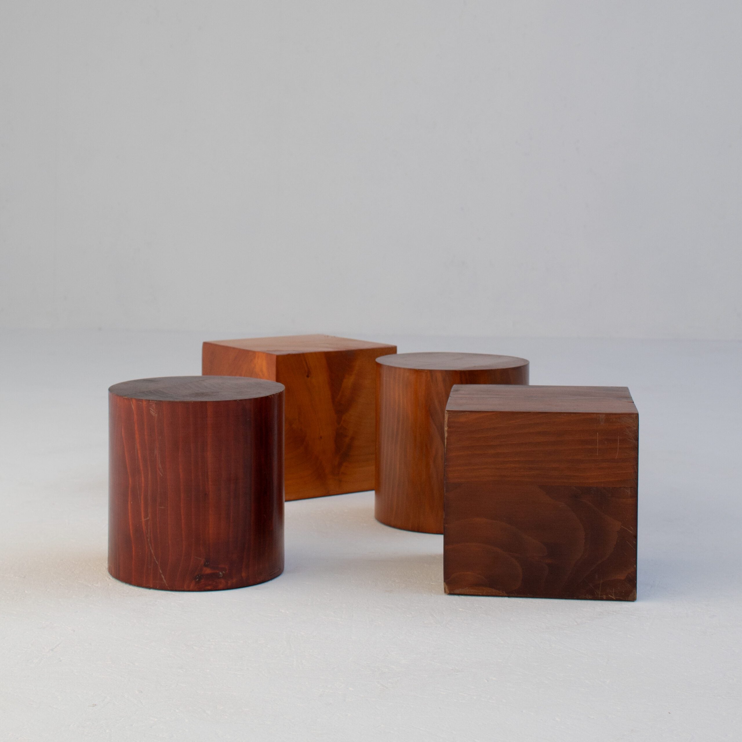 Vintage Coffee Table in Wood and Glass — back view showing wooden structure and glass top