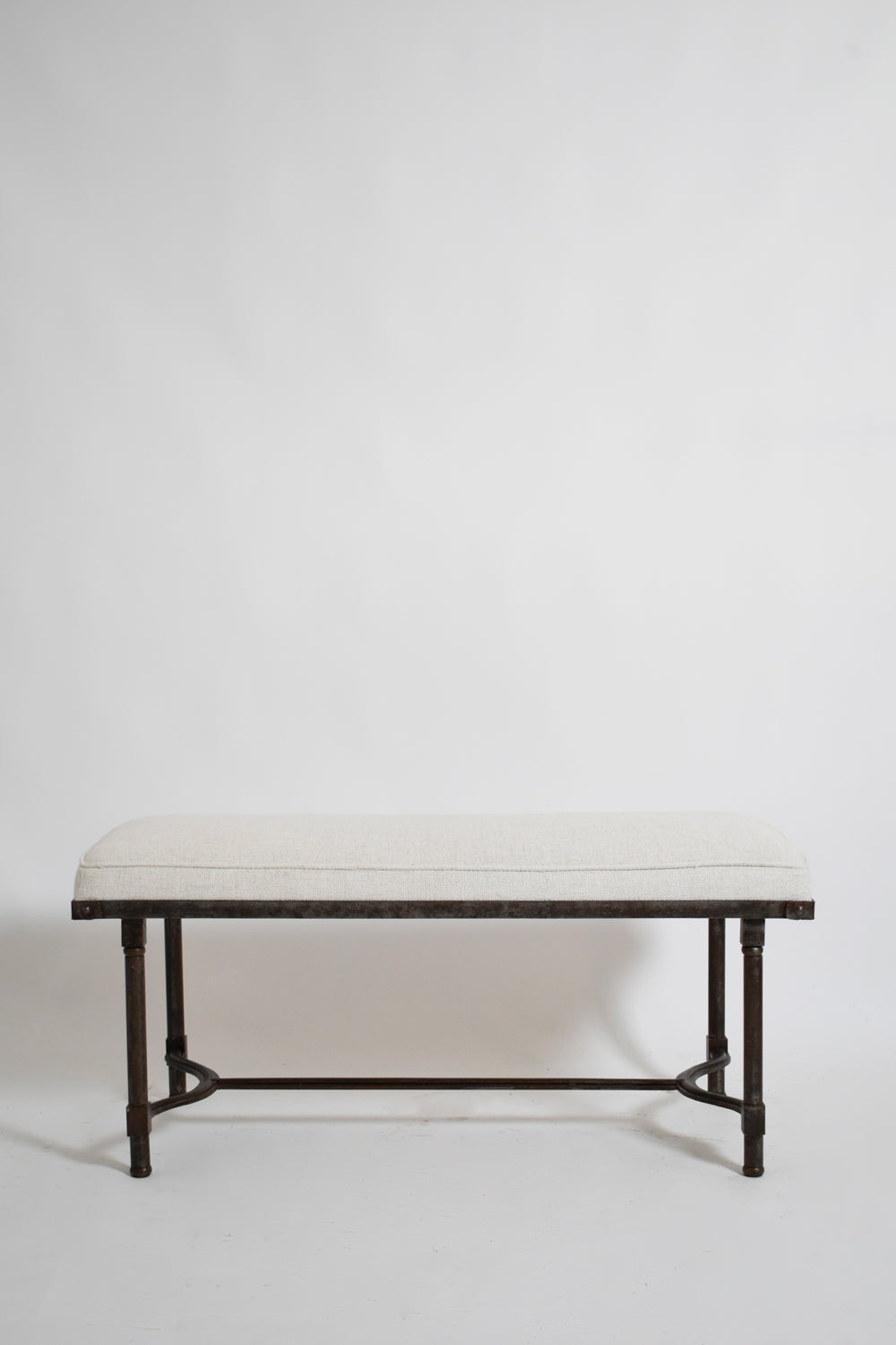 Rectangular wrought iron bench, 1960s — detail view