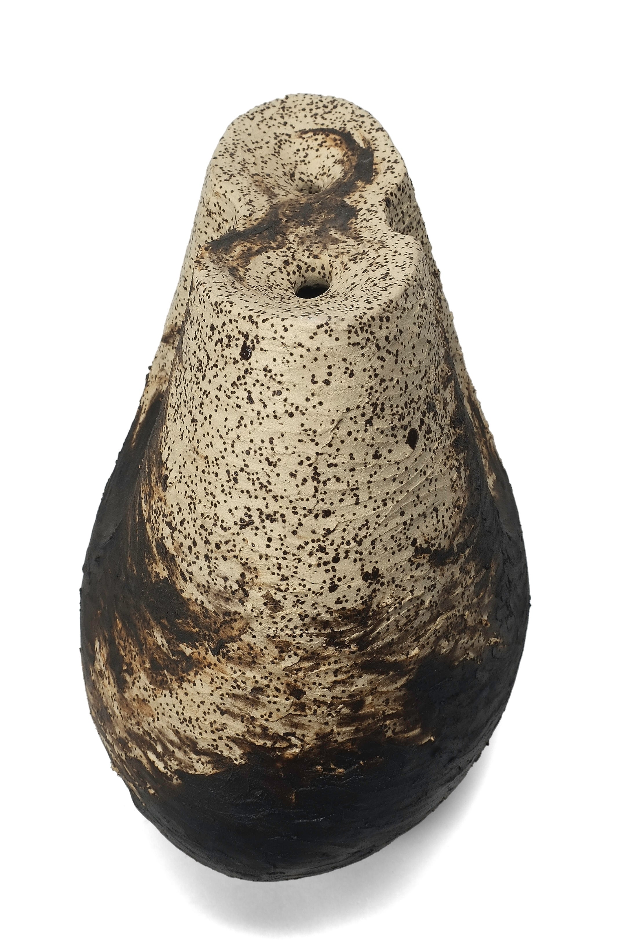Modern Sculptural Earthwork Vessel – Gestural Collection - No 126 — angled view highlighting textured ceramic surface