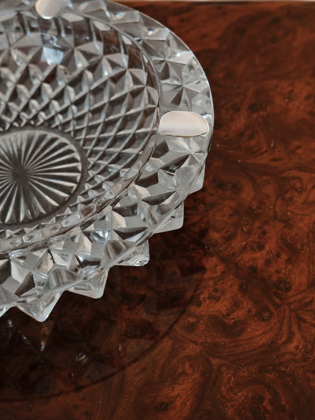 Vintage Cut Crystal Ashtray — detail view
