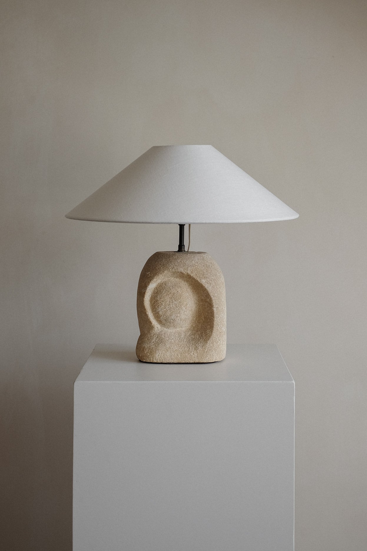Table Lamp in Hand-Carved Stone by Pierre-Albert Tormos, 1970s — alternate view