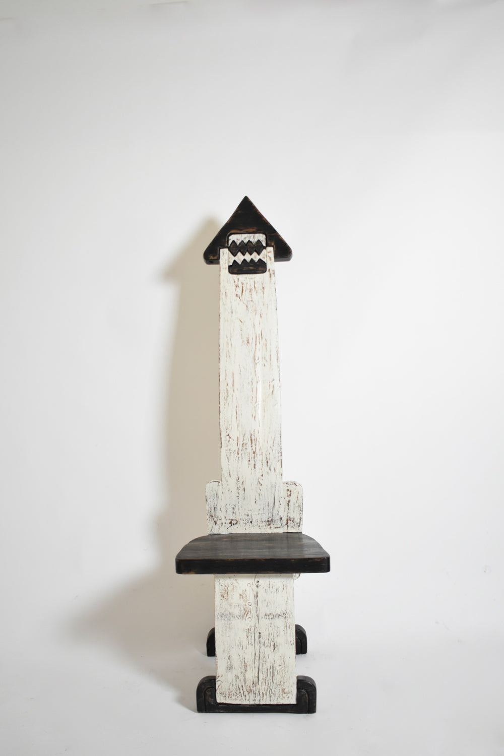 Pair of Bicolor Tainted Wood Chairs Totems, 1980s — side angle