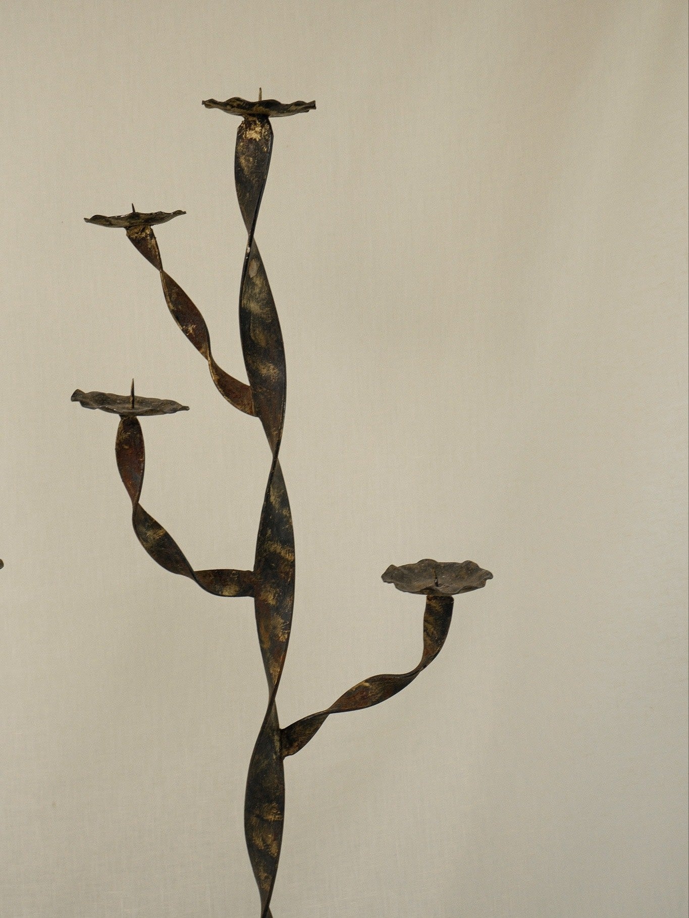 Pair of Gold-Patinated Iron Candlesticks — detail view