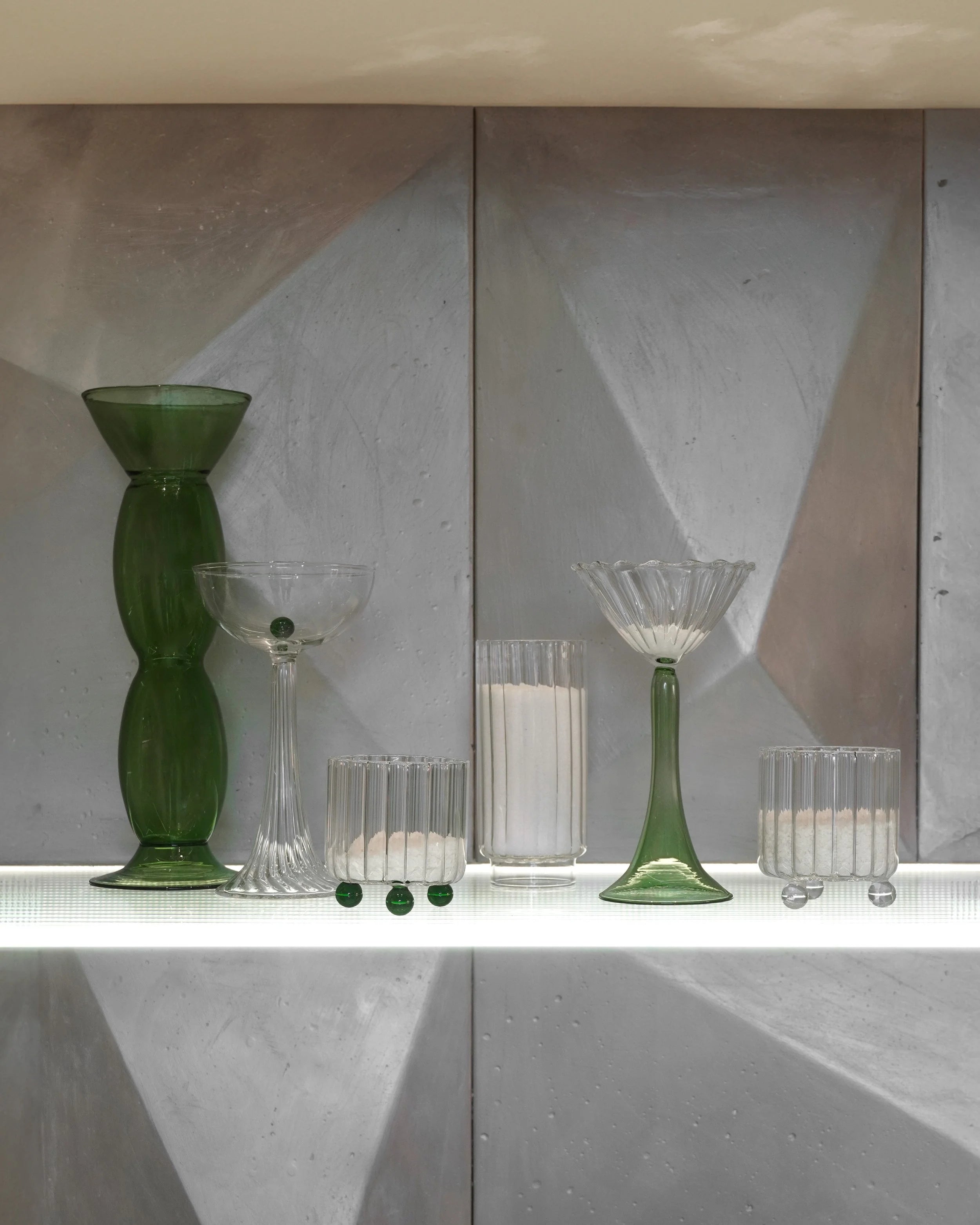 Campanula Hand-blown Cocktail Glass Green — side angle