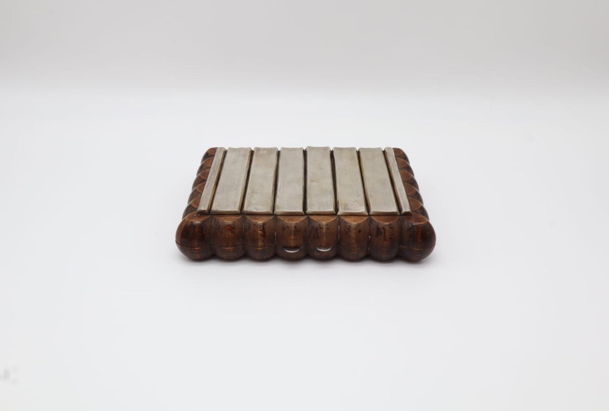French Walnut and Silver-Plated Box (c. 1900) – France — side angle