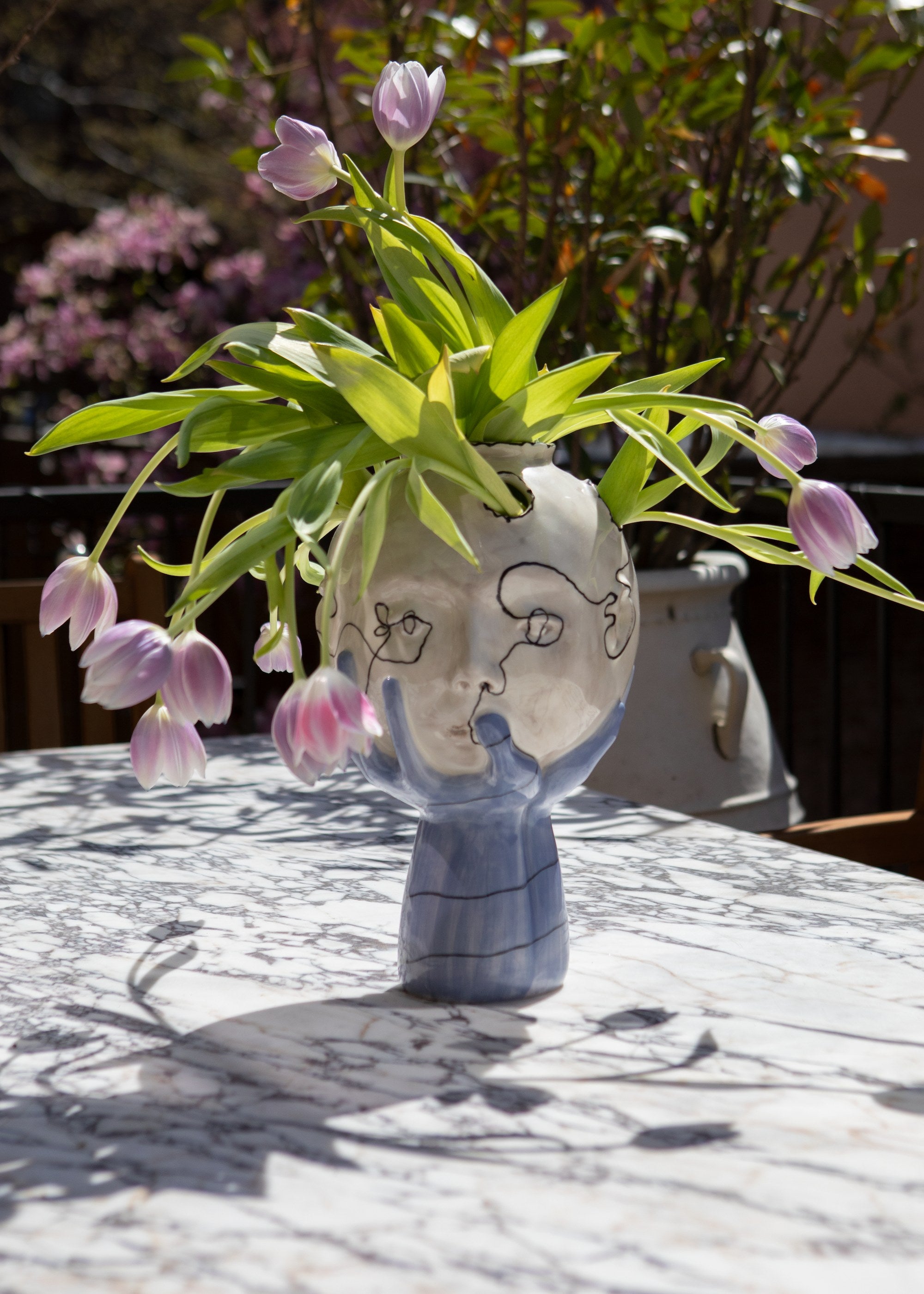 Head in Hands Hand Made Sculptural Ceramic Vase — additional view
