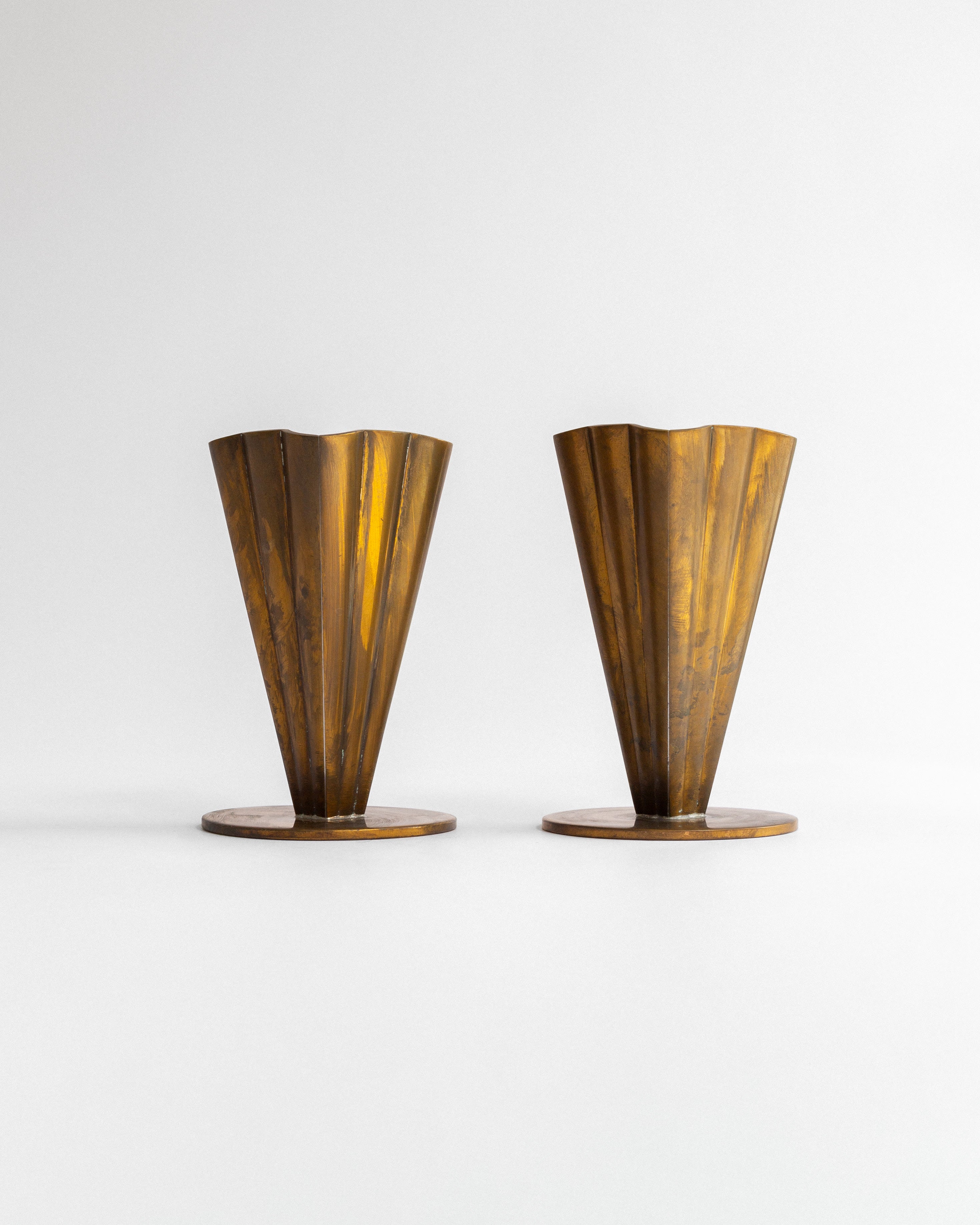 Pair of Scandinavian Modern Brass Vases, 1950s, Sweden by Spigel | The Oblist
