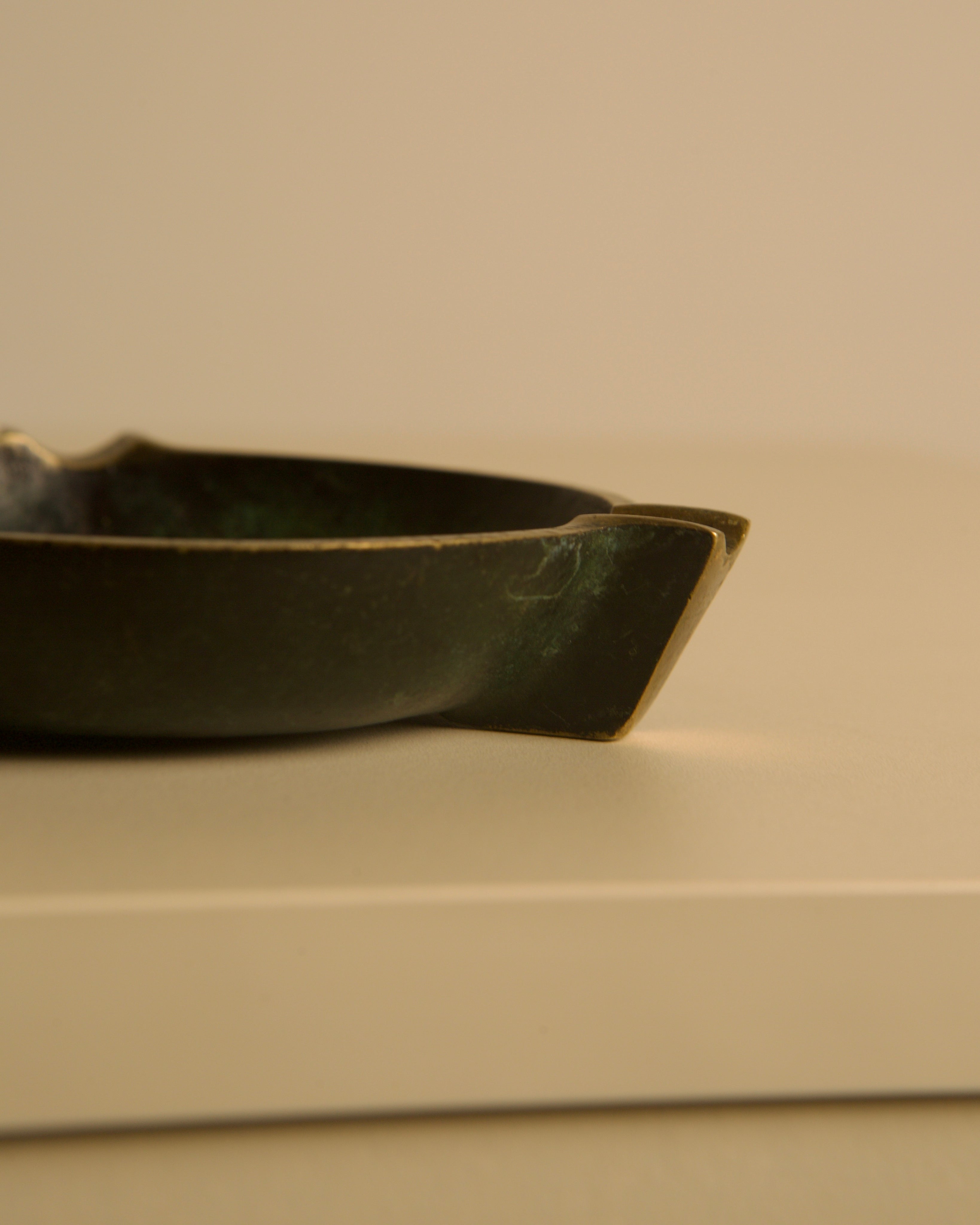 Italian Bronze Ashtray, 1940s — side view on neutral background