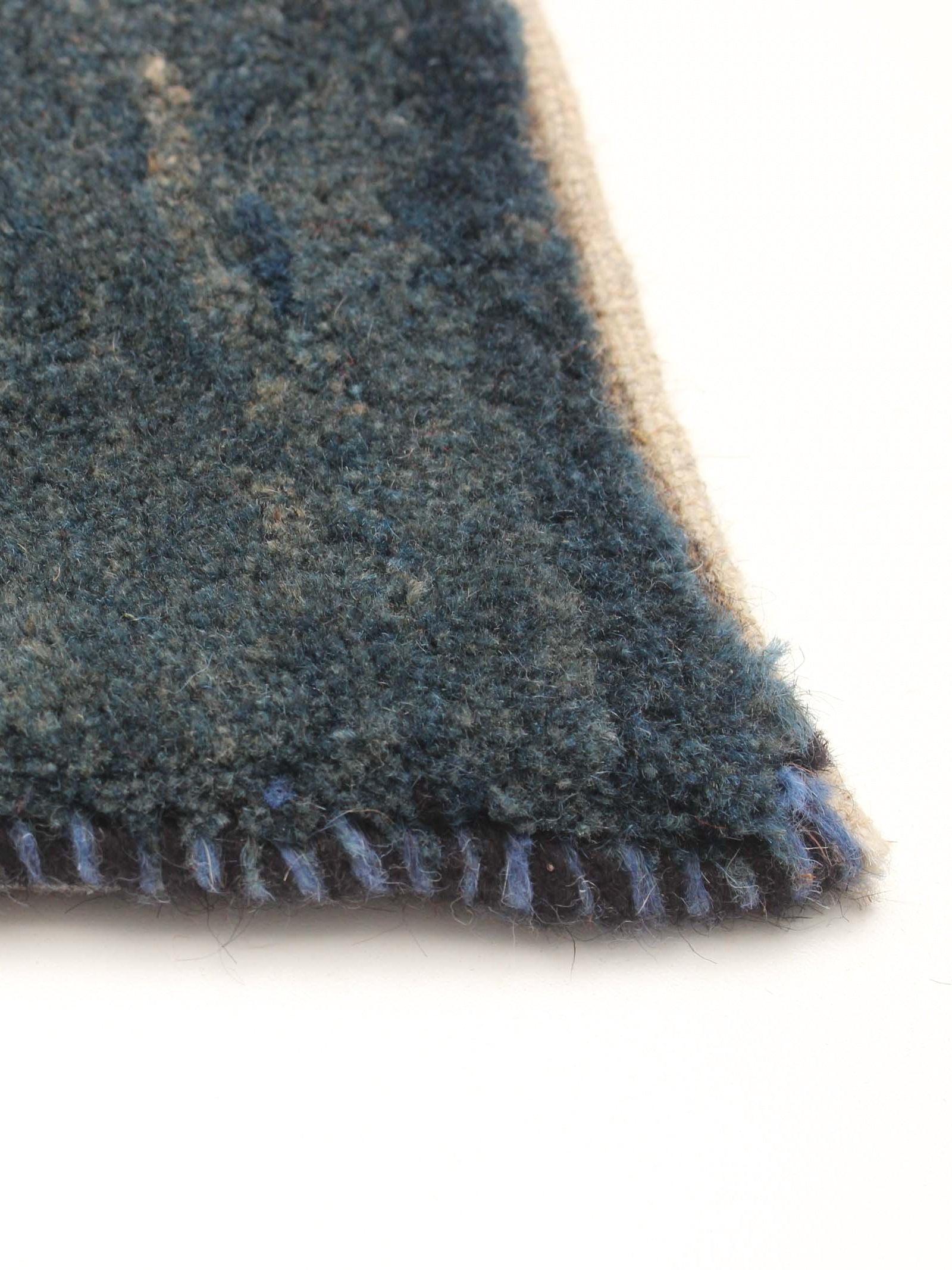 Gabbeh Rug in Cobalt 119 x 177 cm — close-up of textured blue wool edge