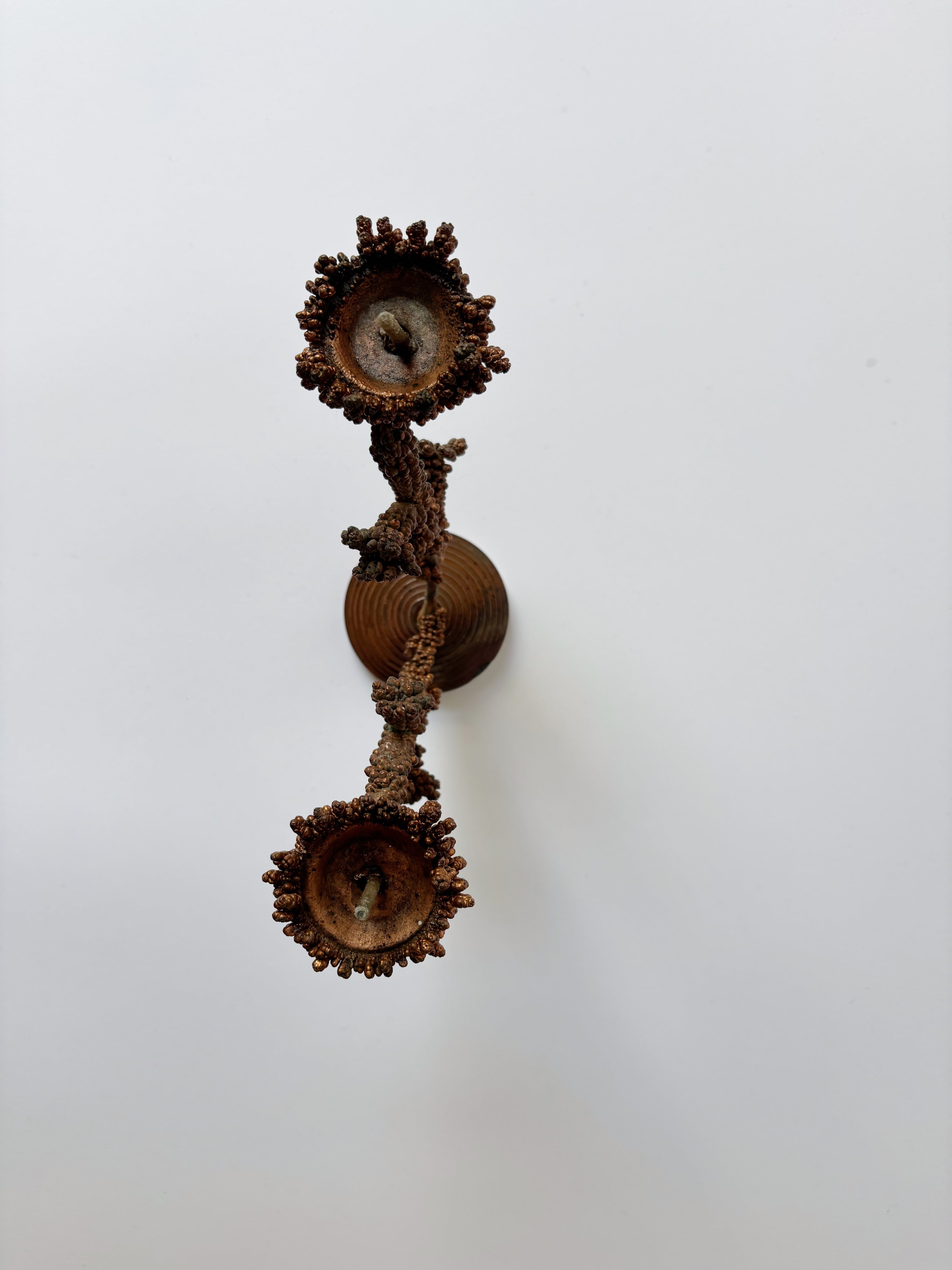 Metal Coral Form Candlestick, Brutalist Folk Art Poland — close-up