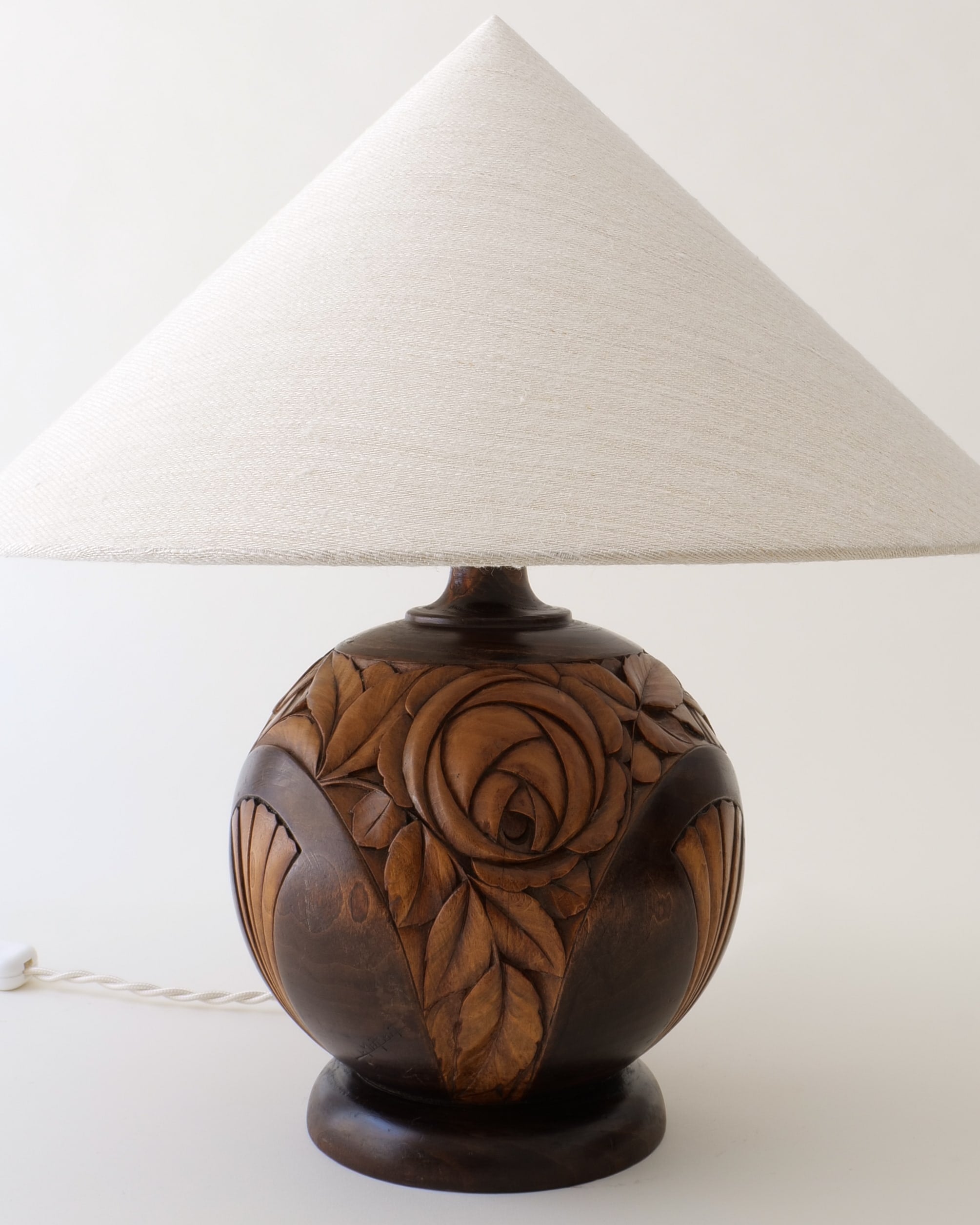 Art Deco Carved Wood Table Lamp c.1925 by Collection apart | The Oblist