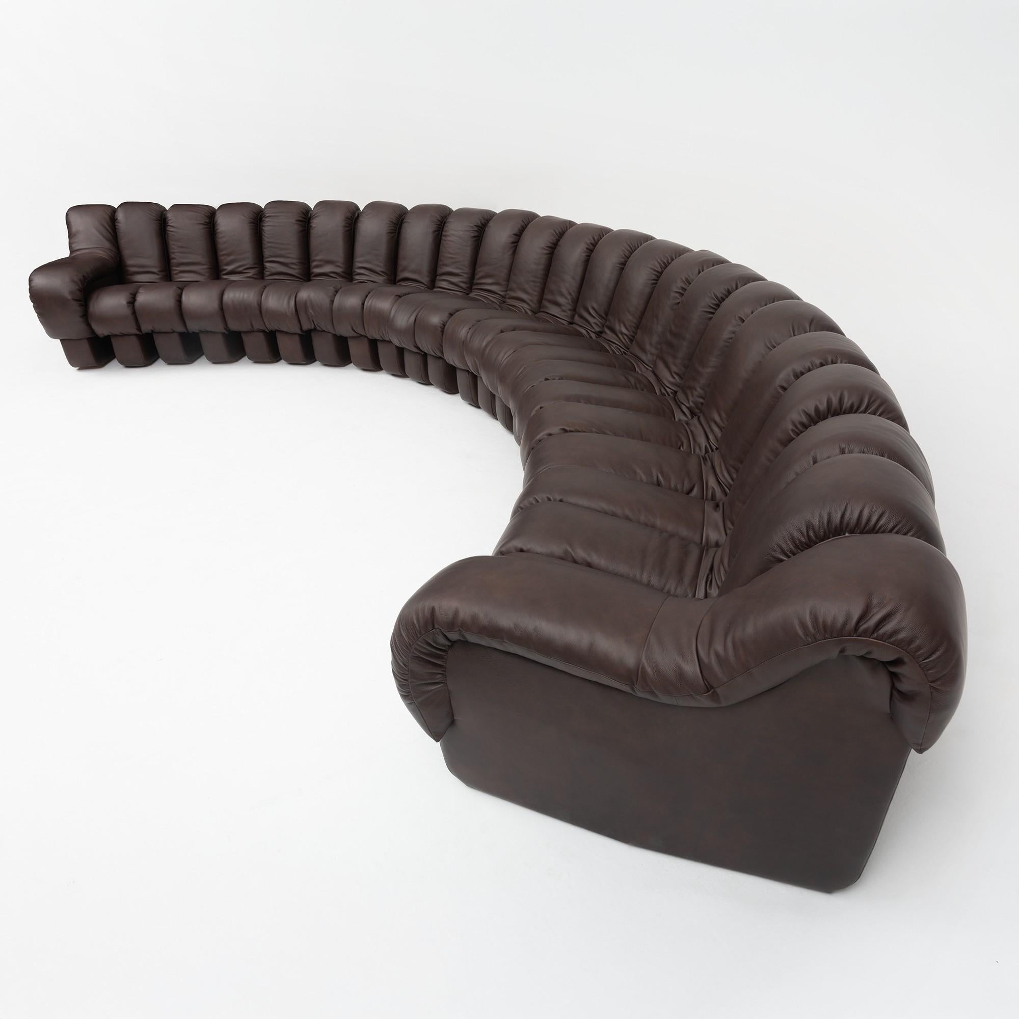 De Sede DS-600 'Snake' Sofa by Ueli Berger, Customised in Chocolate Nubuck — view 10