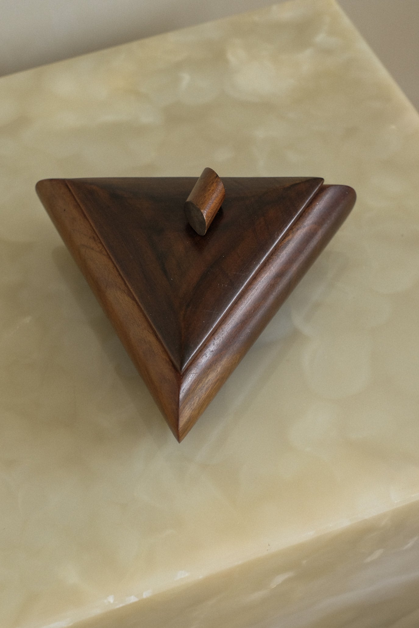 Vintage Mid-Century Modern Triangular Wooden Box — lifestyle setting