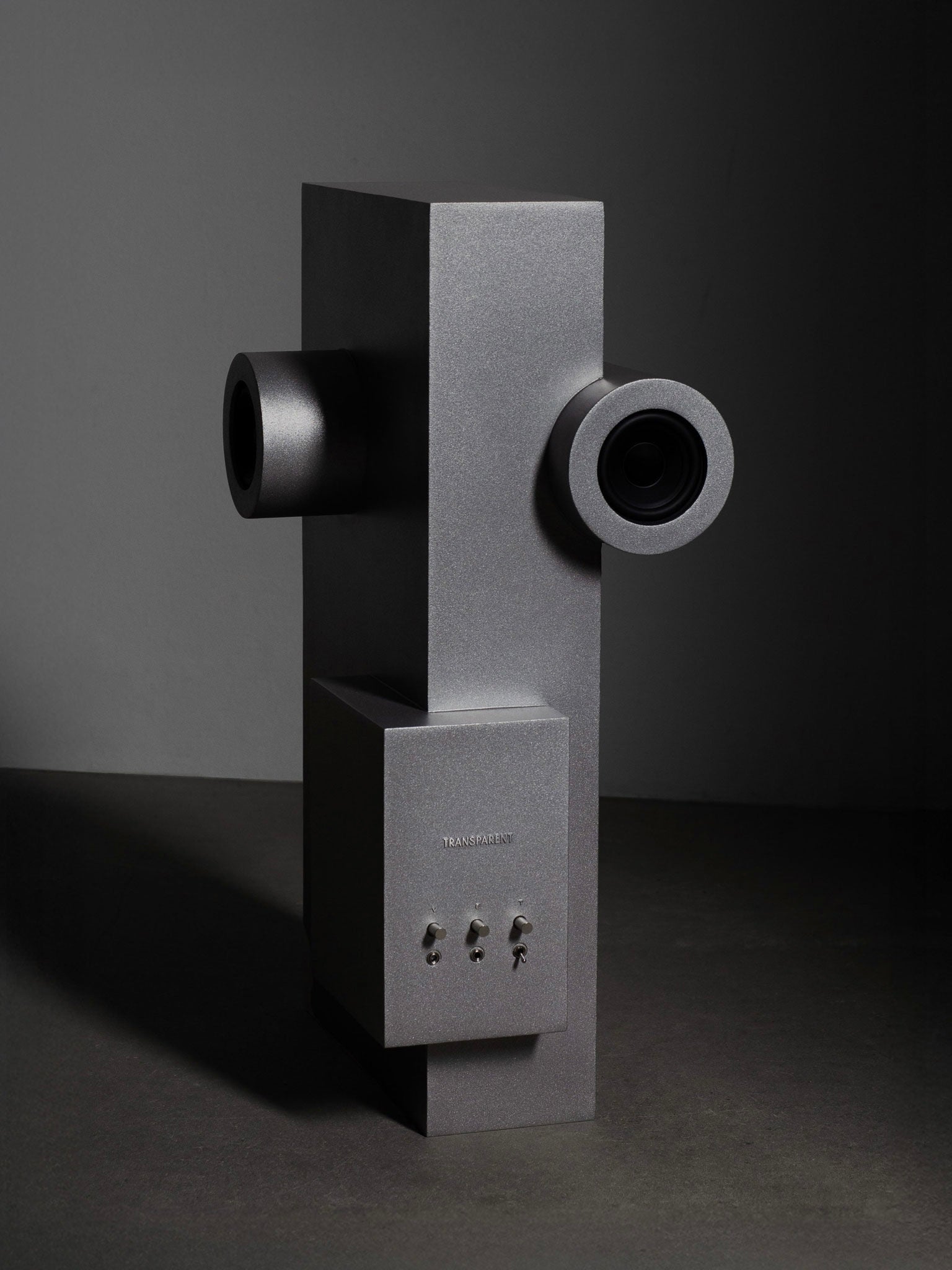 Brutalist Speaker Metal by Transparent | The Oblist — gray metal design