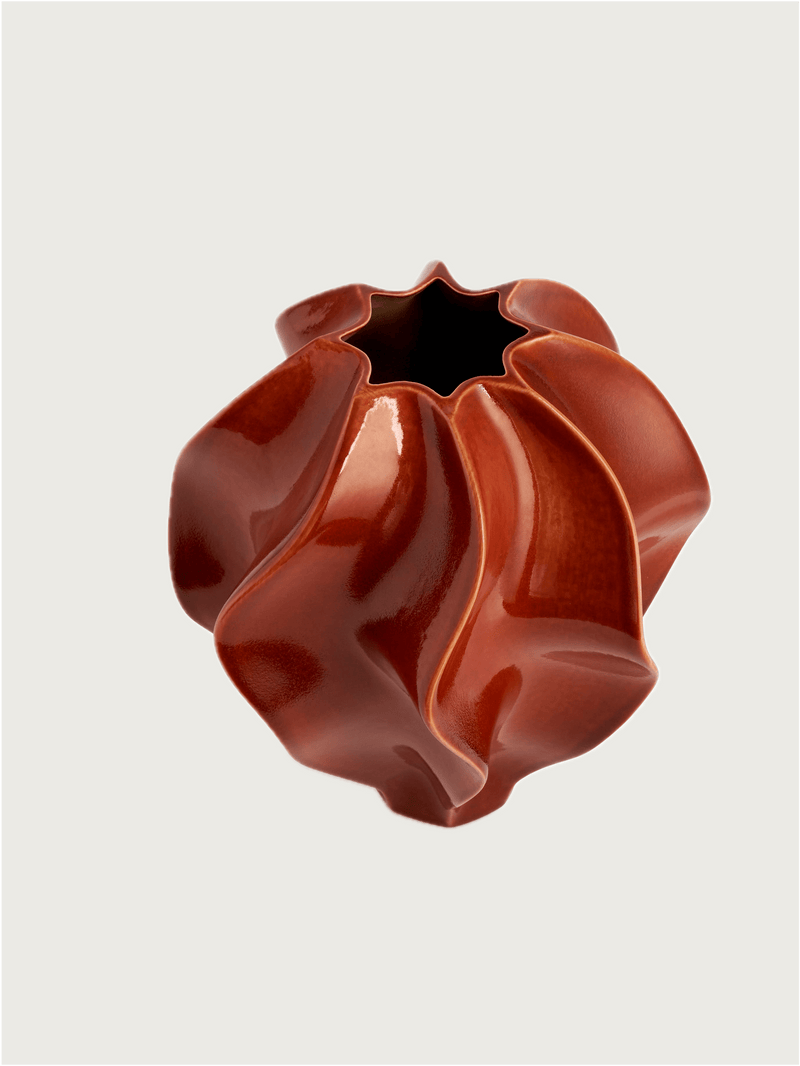 Douro Vase - Paprika - Medium — top view highlighting glossy ceramic finish