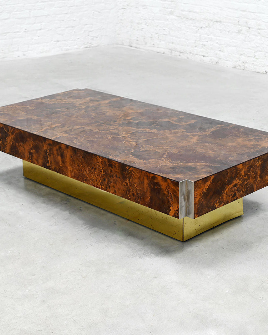 Copper Oxide Coffee Table by Guy LeFevre for Roche Bobois, 1970's