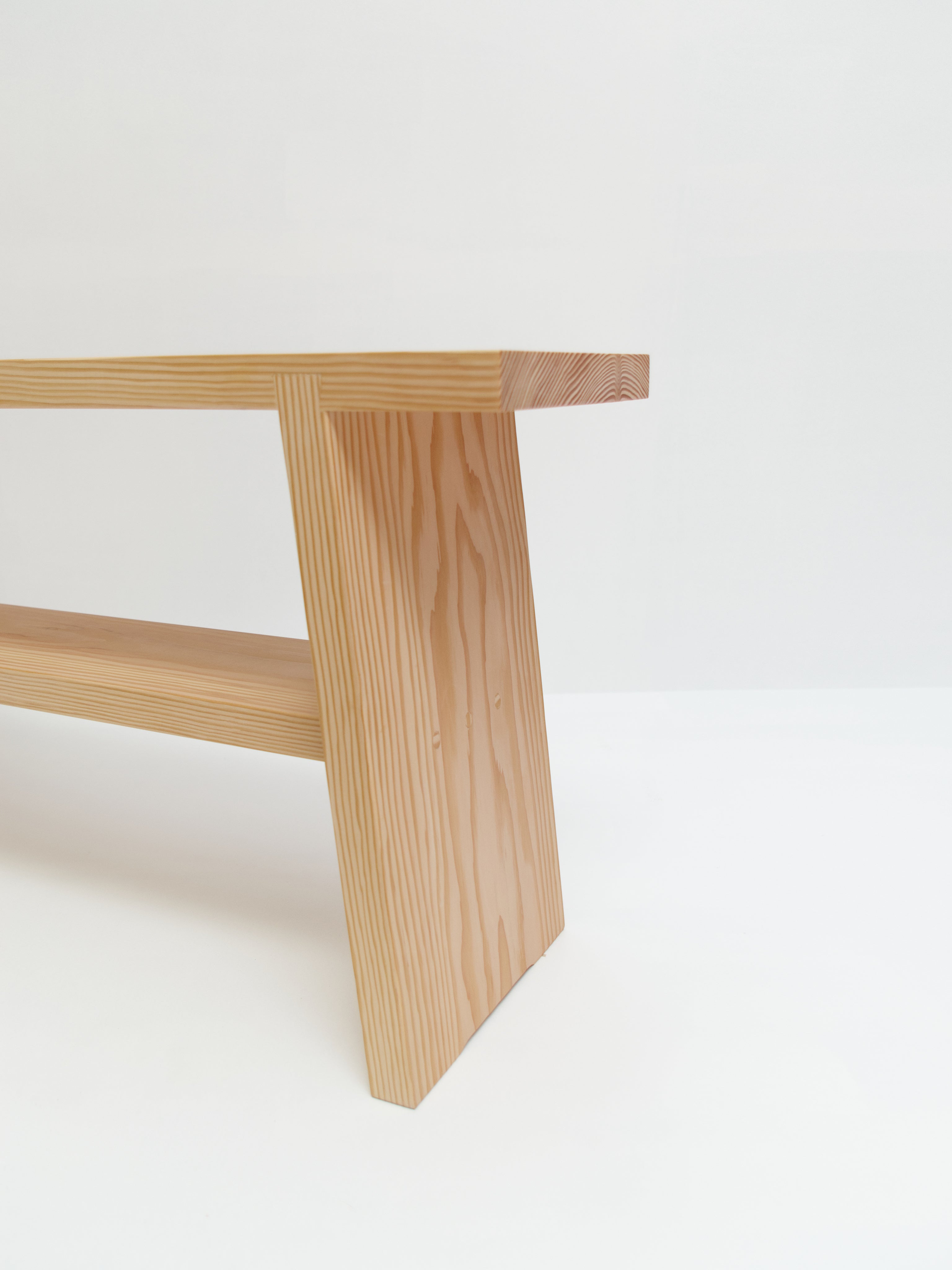 A' Bench — close-up of light wood grain detail