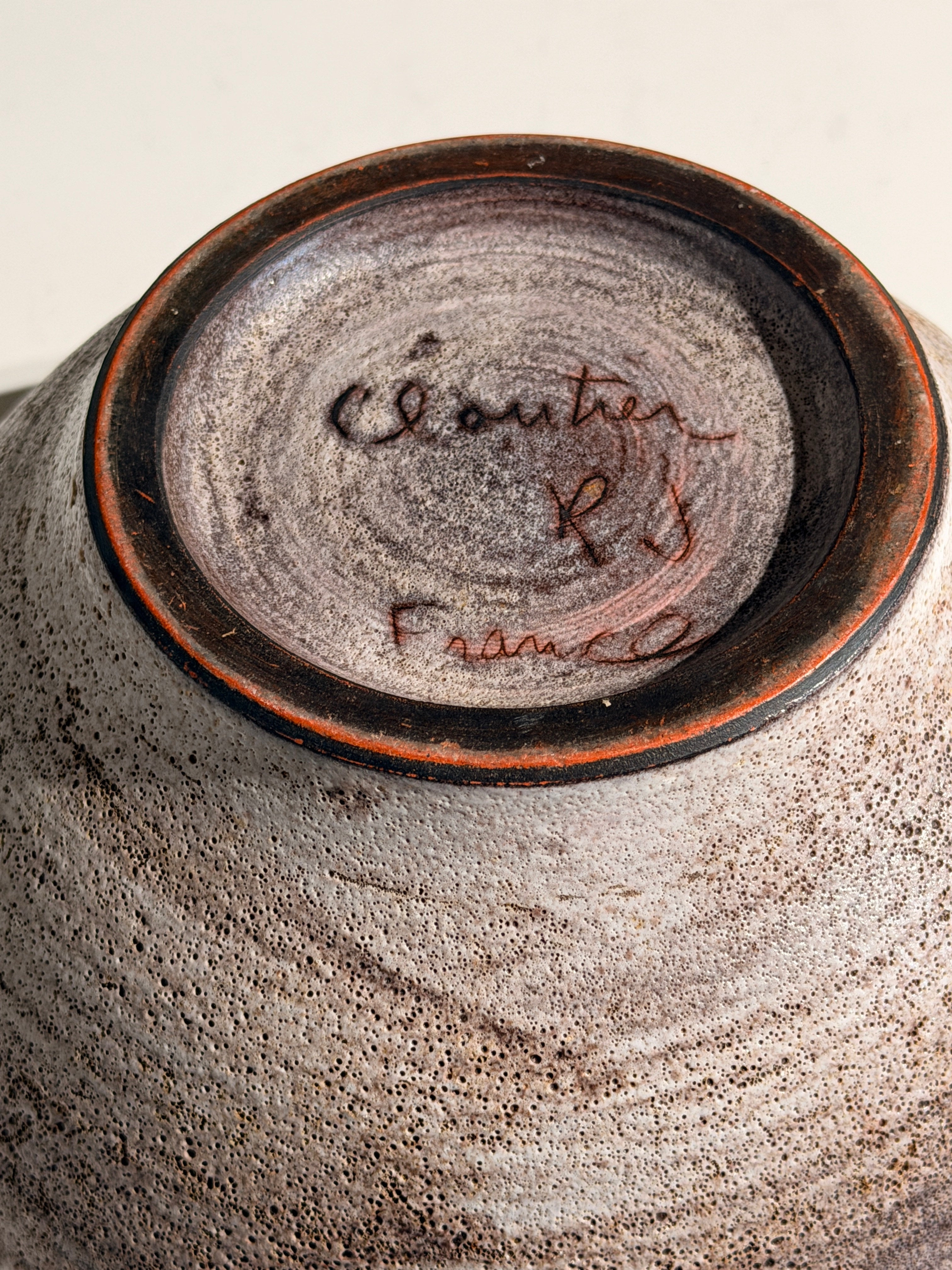 Large ceramic bowl by the Cloutier brothers, Paris, circa 1970 — lifestyle setting