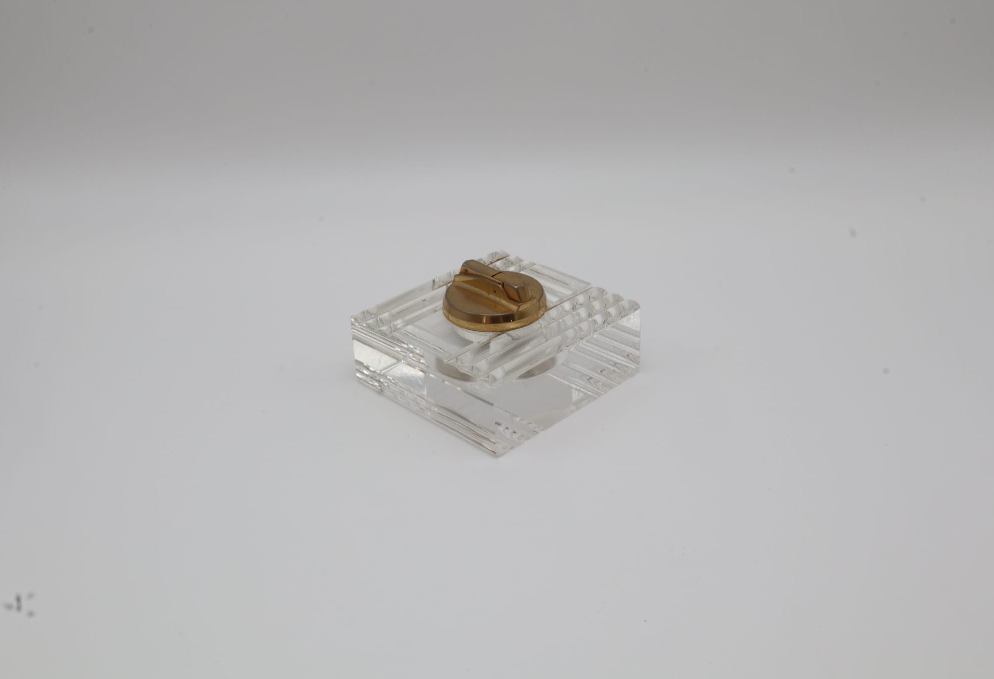 Plexiglass & Brass Table Lighter – Italy, 1970s by Forma Finds | The Oblist