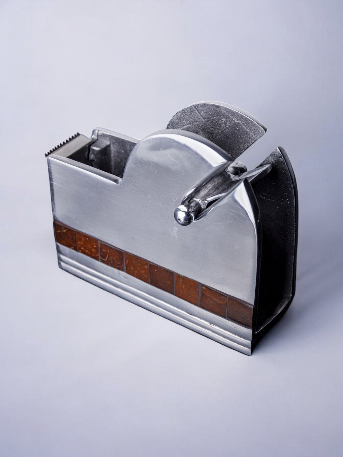 Tape Dispenser in Aluminum and Stone, Italy, 1980s — side angle