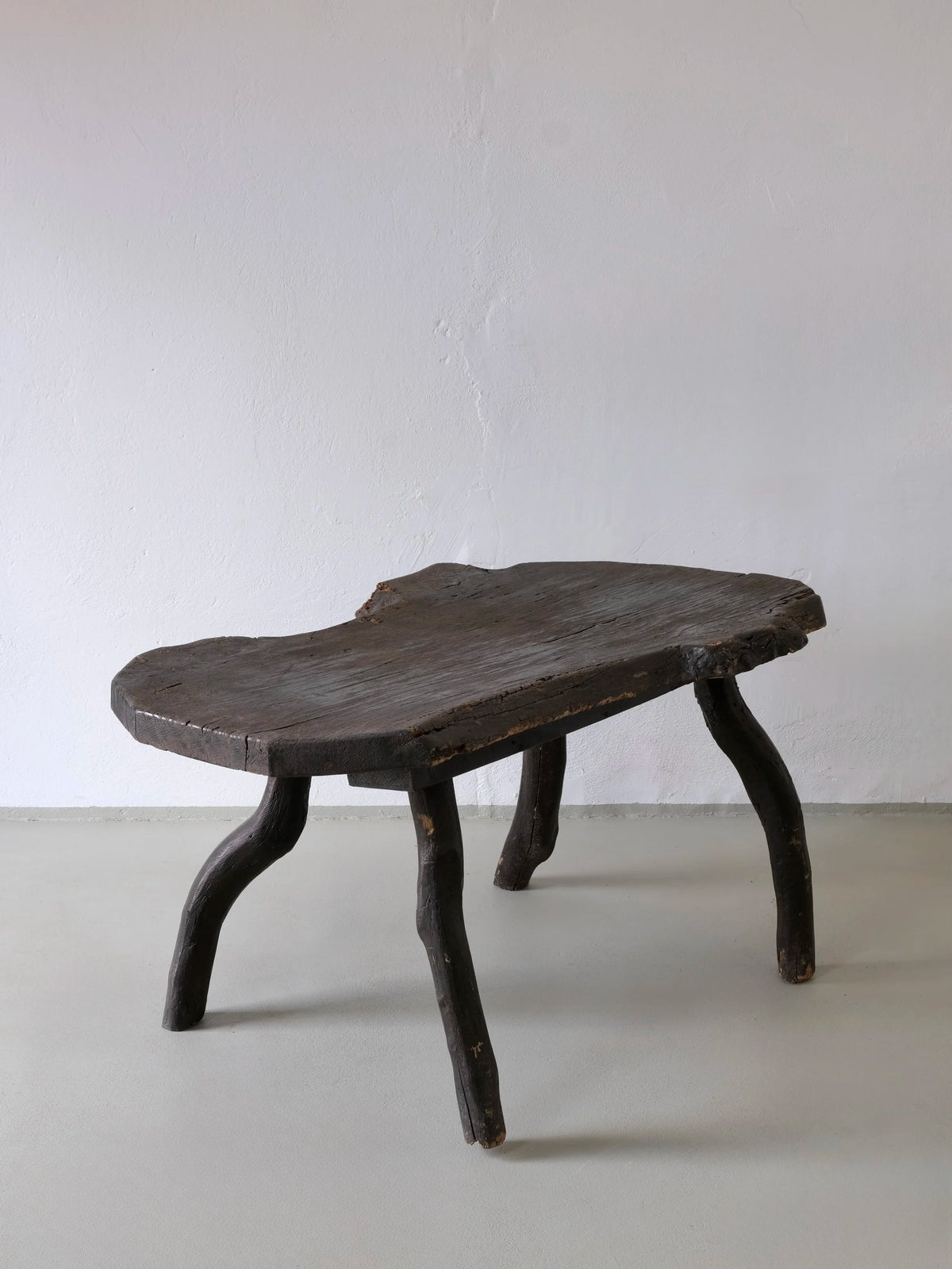 Wabi-Sabi Rustic Dark Wood Side Table | Belgium | Vintage — side angle