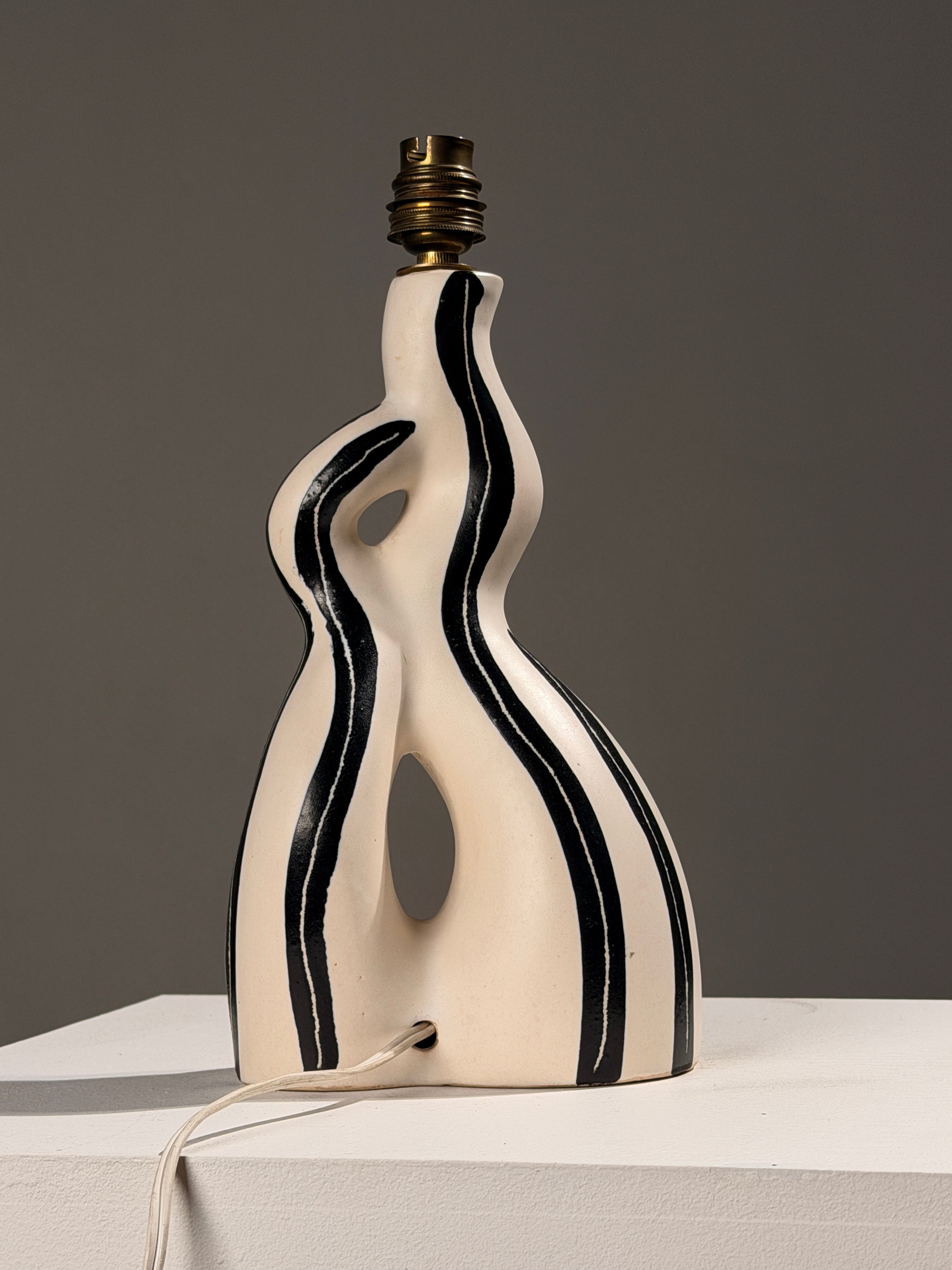 Rare zoomorphic ceramic table lamp, Vallauris, circa 1950 — lifestyle setting
