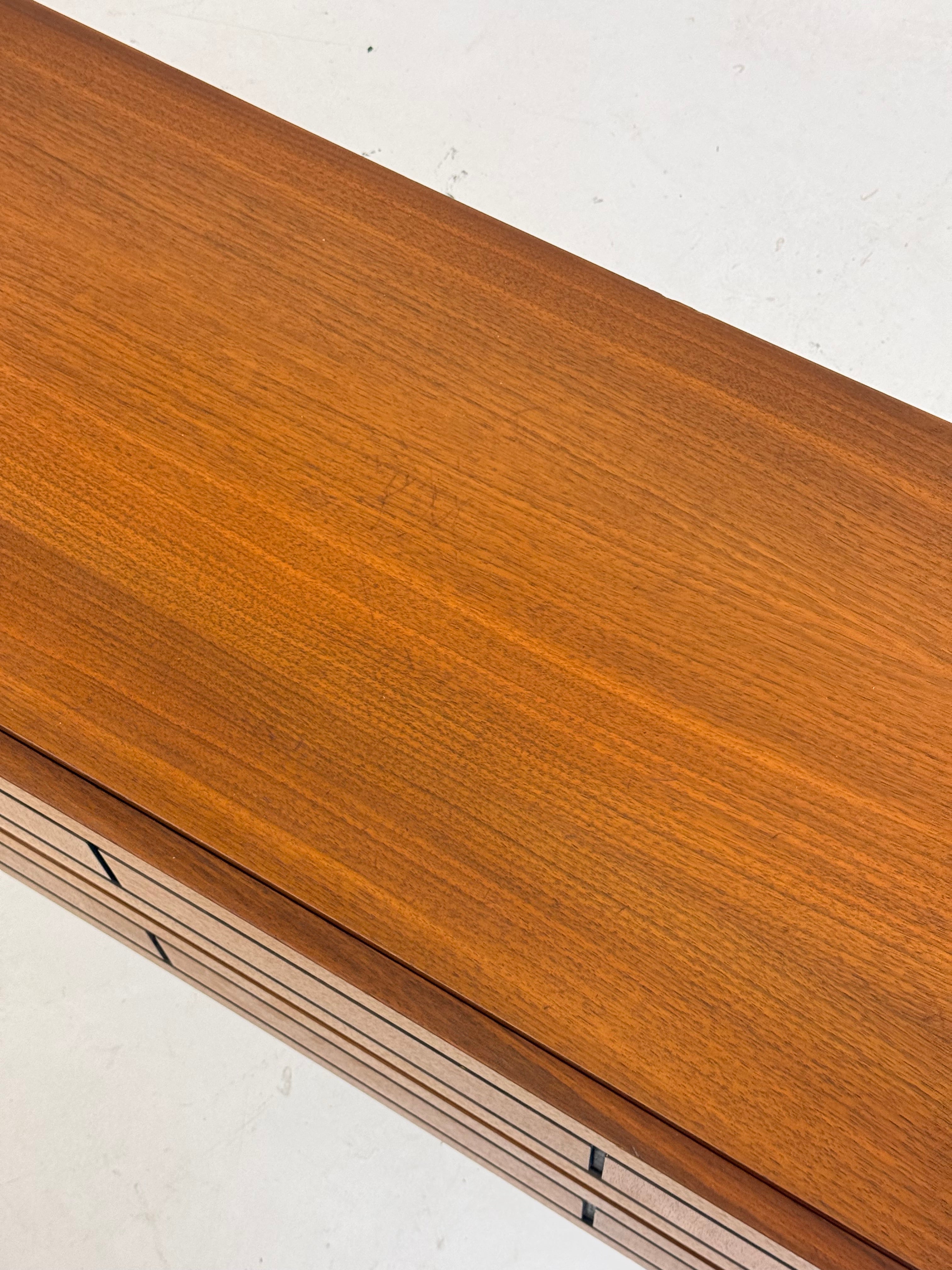 Low Italian wooden sideboard with graphic black lines — view 9