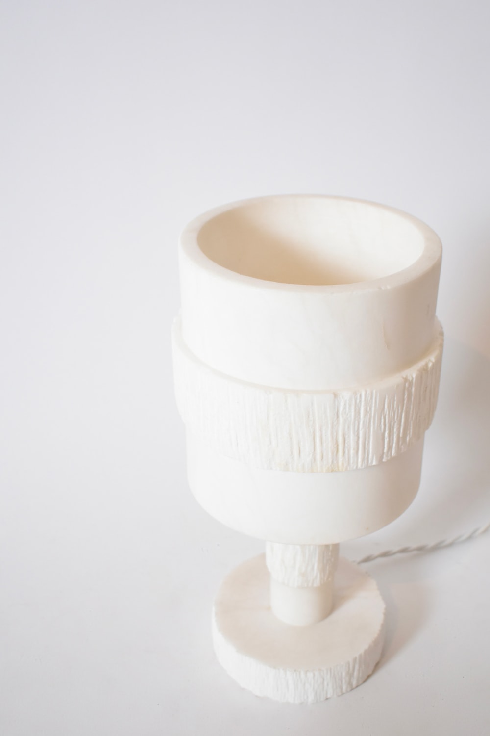 Alabaster Table Lamp, 1970s — angled view highlighting textured base