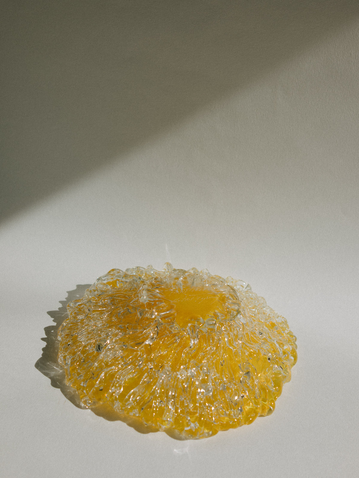 Mihai Topescu Signed Studio Art Glass 'Overlaid Lattice' Bowl in Sun Yellow by Trove Paris | The Oblist
