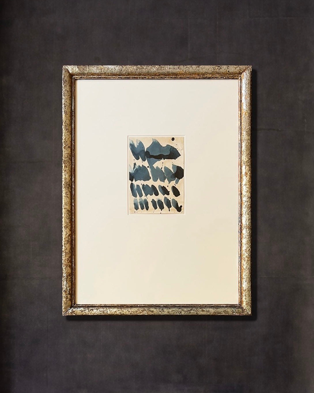 Sand and Ink Abstract on Paper in Large Antique Frame by Médecine | The Oblist — framed artwork in dark tones