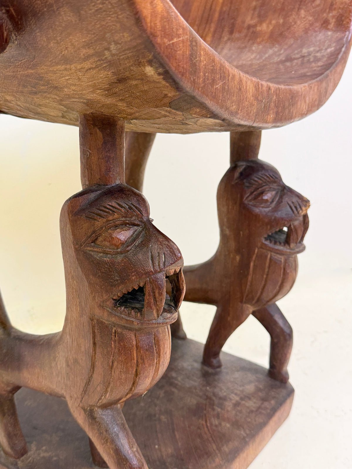 Fon Royal Throne in Carved Wood – Benin, 20th Century — close-up