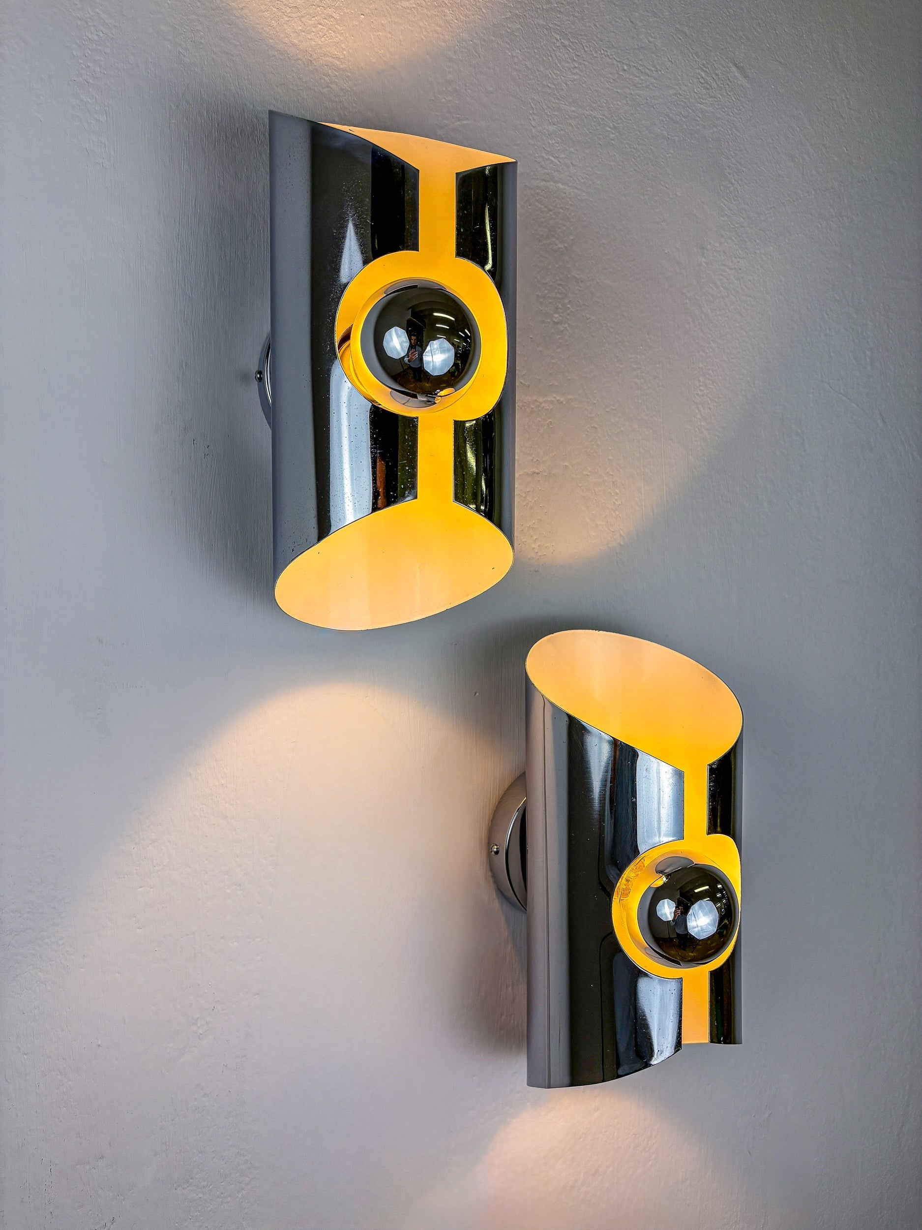 Pair of Space-Age wall Sconces, Max Sauze's style, France, 1970's — in context