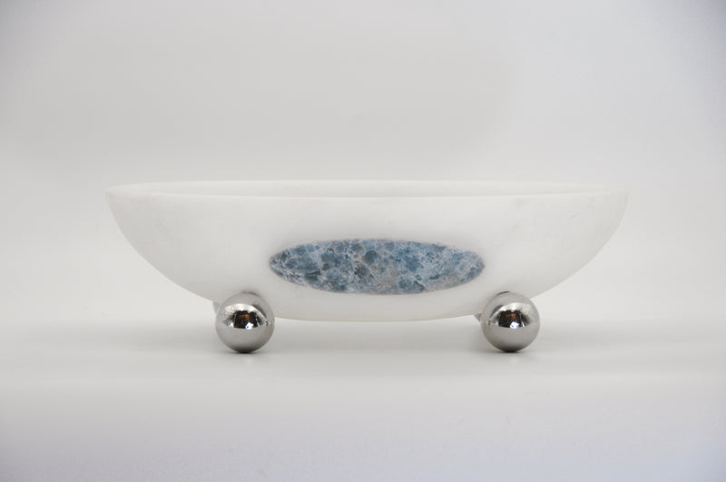 Orbit Bowl, in Stone and Steel — detail view