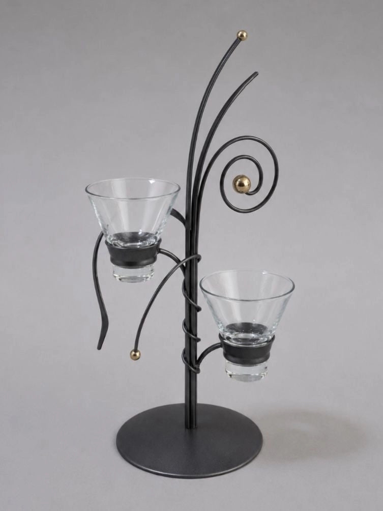 90s German Vintage Metal Candle Holder — detail view