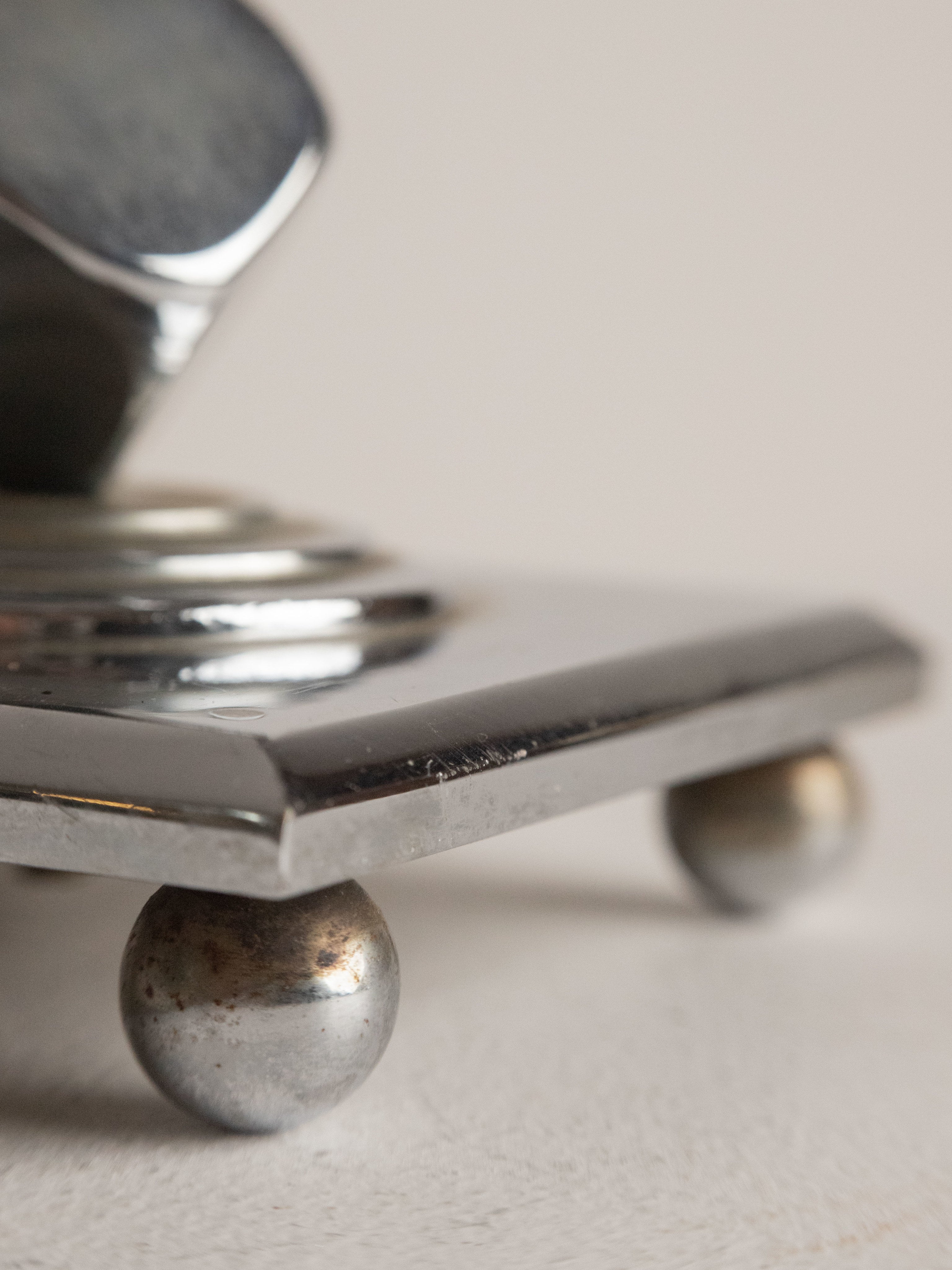 Art Deco slimeline silver vase — side angle
