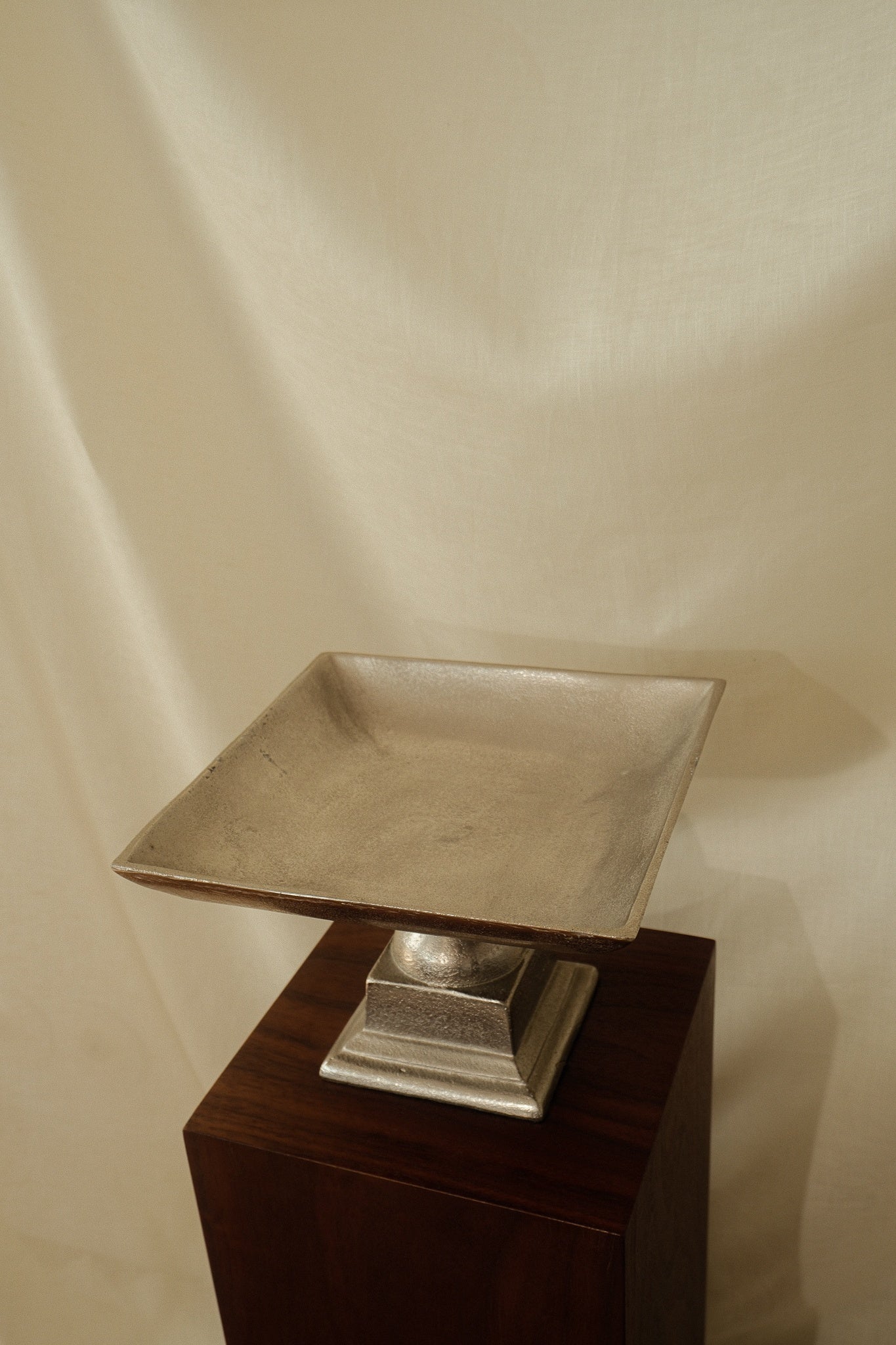 Silver-Toned Pedestal Centerpiece Bowl — close-up