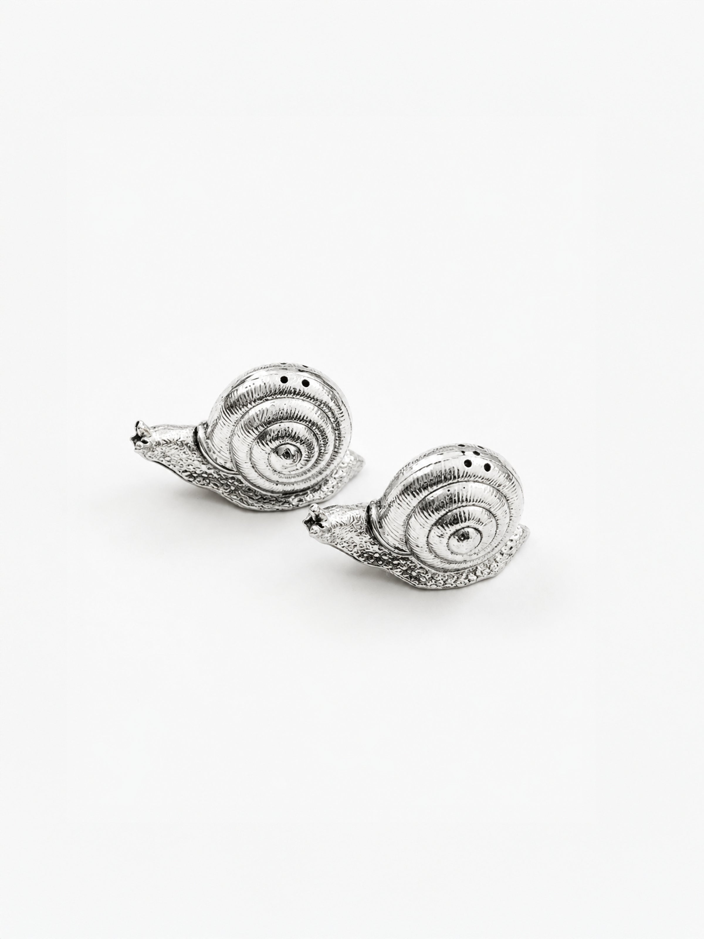 Silver plated salt and pepper snails - 1980s — detail view