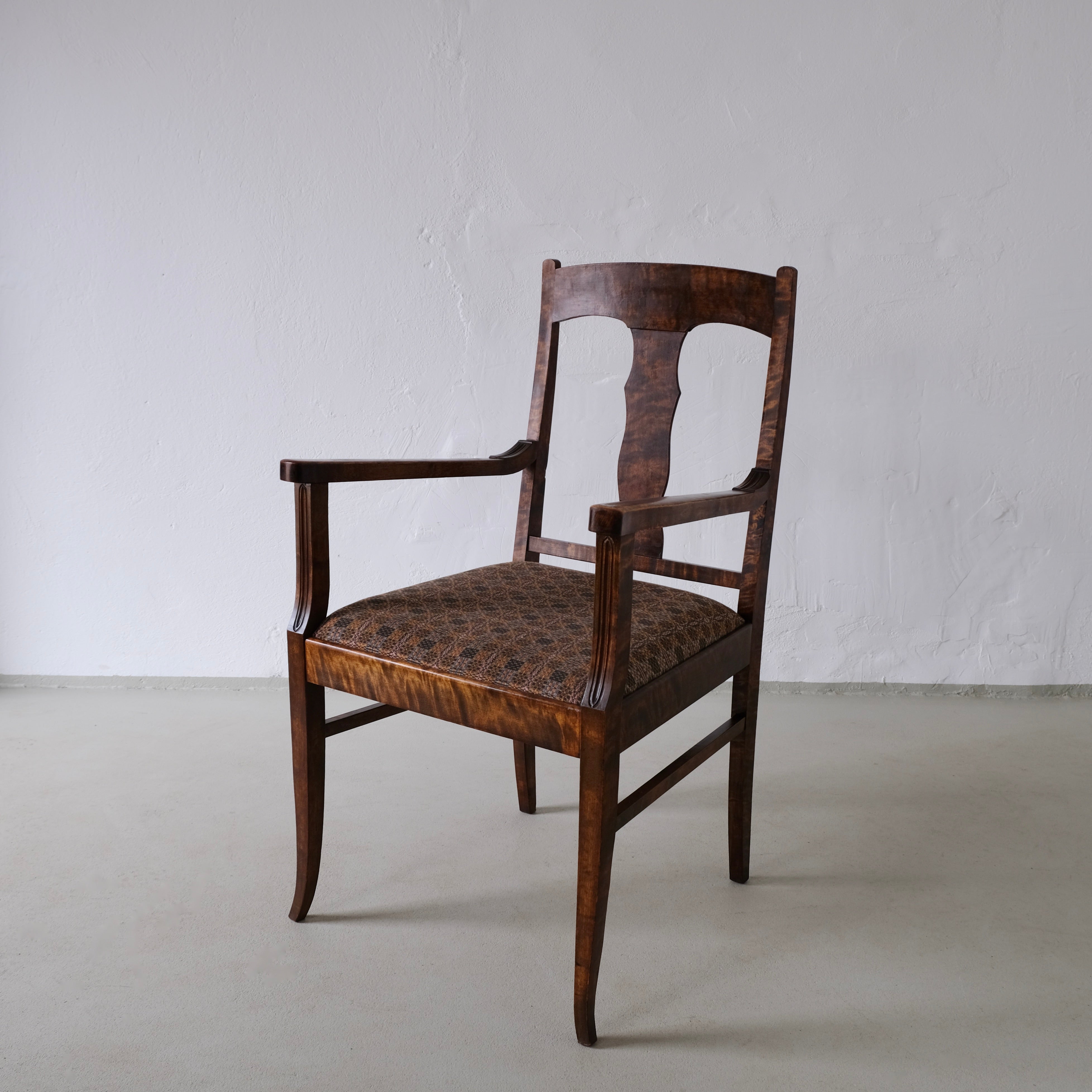 Biedermeier Satin Birch Armchairs | Sweden | Set of 2 — detail view