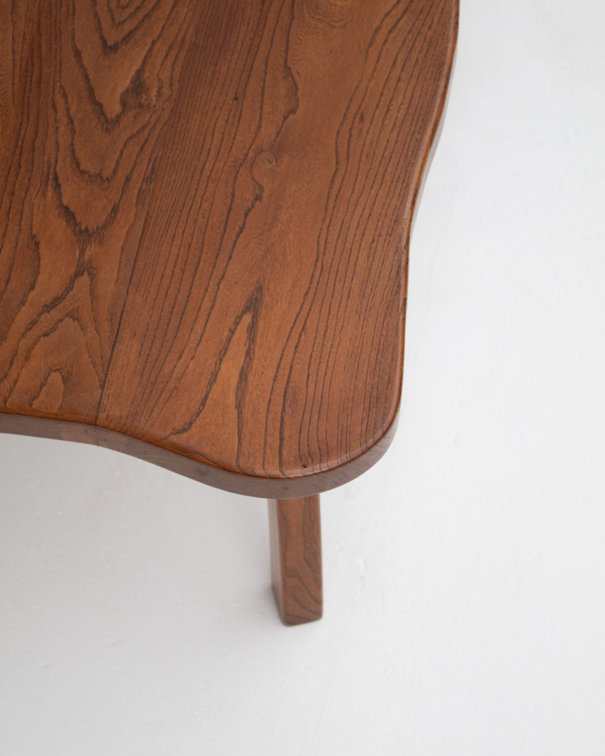 Handcrafted Sculptural Brutalist Solid Elm Side Table — view 9
