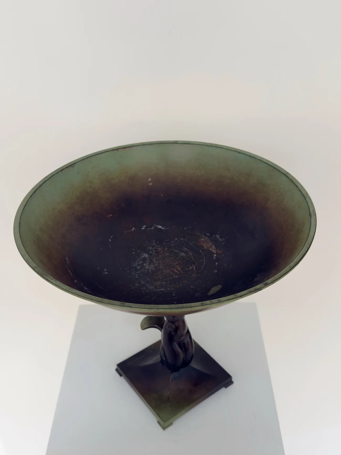 Art Deco Bronze Bowl with Mermaid Figure